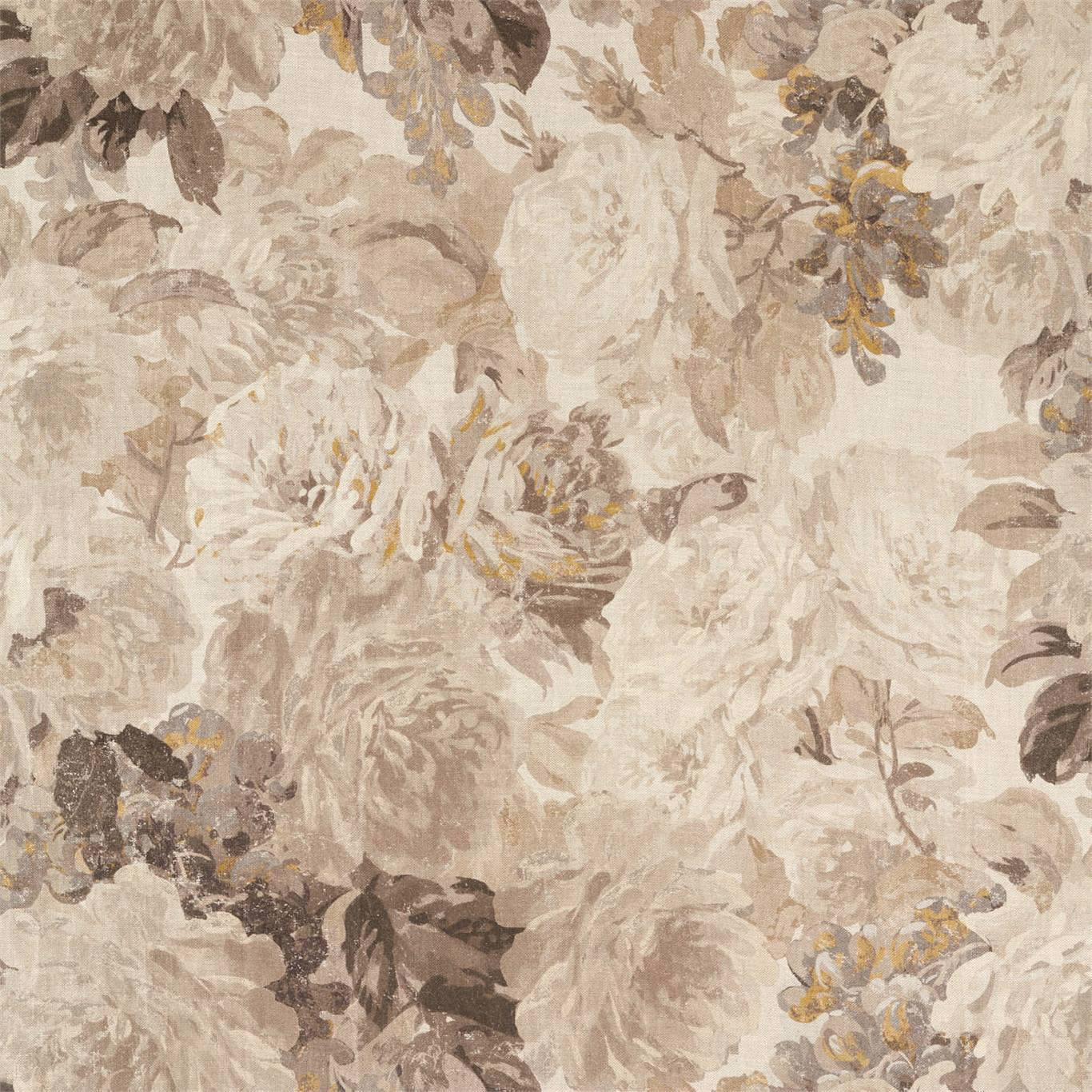 ZOFFANY Rose Absolute Linen Fabric Classic Floral White Opal, Mousseux - ZDAR322651