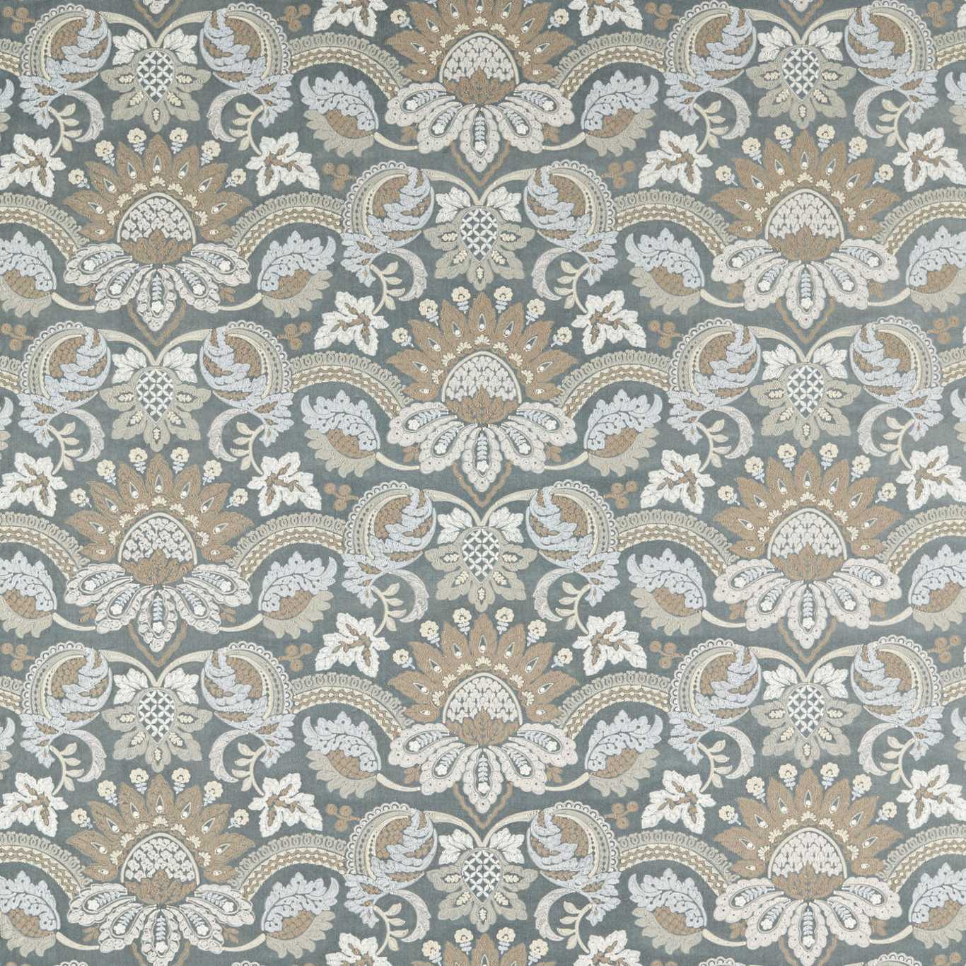 ZOFFANY Pomegranate Velvet Fabric Damasks Wedgwood Blue,Silver - ZDEV333314