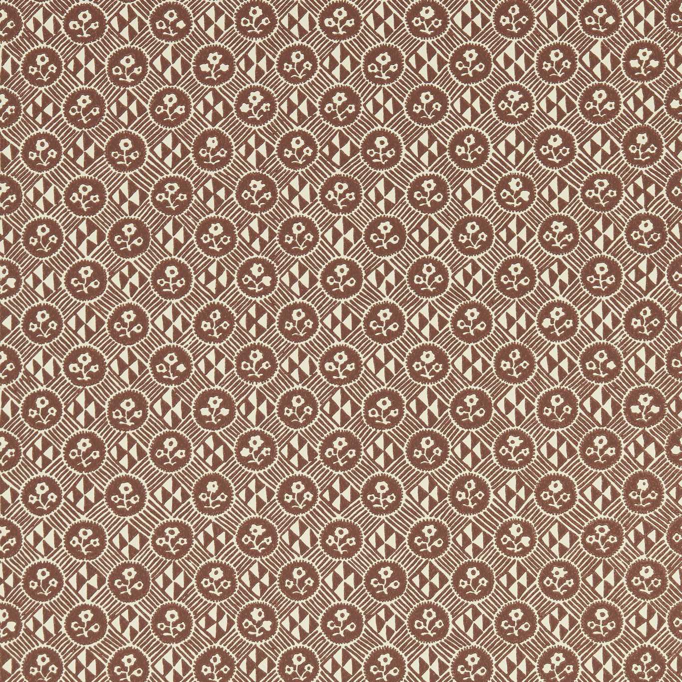 ZOFFANY Diamonds & Flowers Wallpaper Geometric Bordeaux Flexo-Printed Wallpaper - ZEND313102