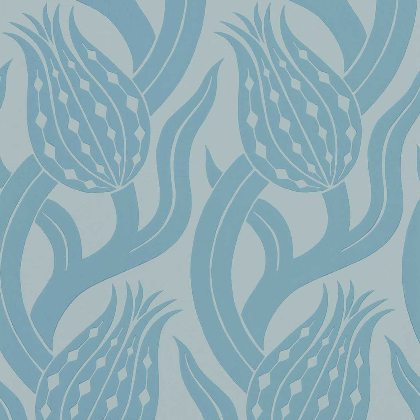ZOFFANY Persian Tulip Wallpaper Contemporary, Floral Blue Stone Digital Print Wallpaper - ZHIW312997
