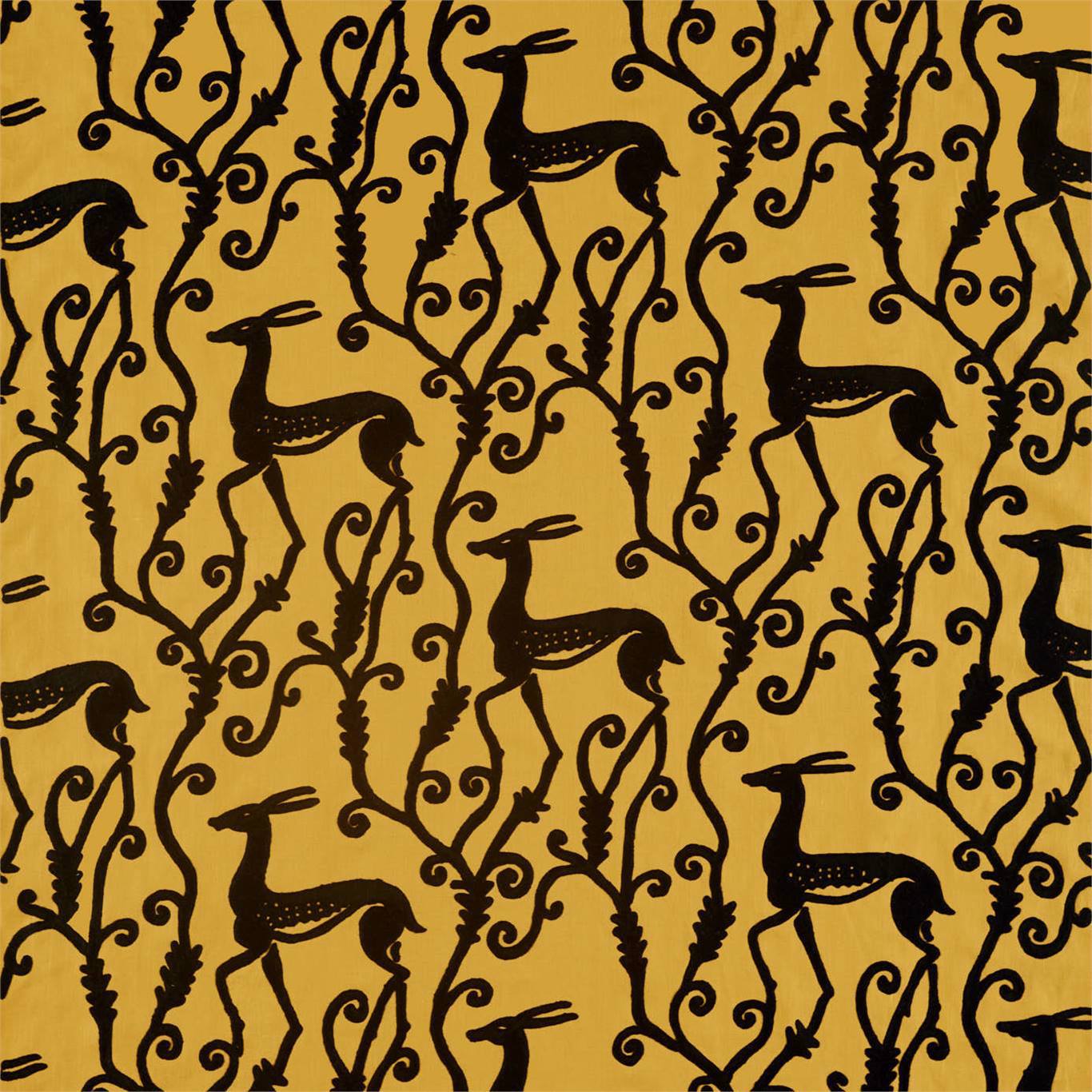 ZOFFANY Deco Deer Fabric Animals Tigers Eye,Vine Black - ZICO333017