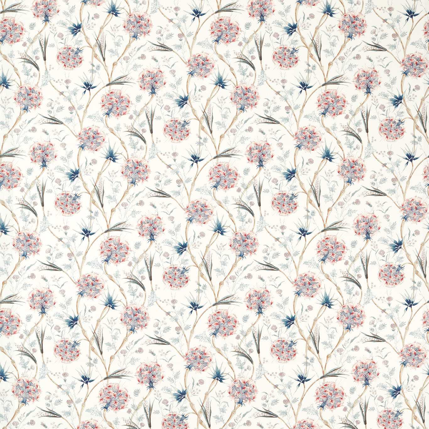 ZOFFANY Wallichi Fabric Contemporary, Floral Faded Madder,Indigo - ZINF322781