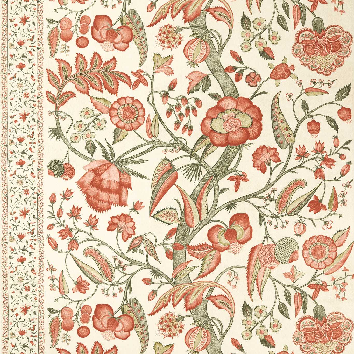 ZOFFANY Artisan Palampore Fabric Contemporary, Floral Russet - ZINF322784