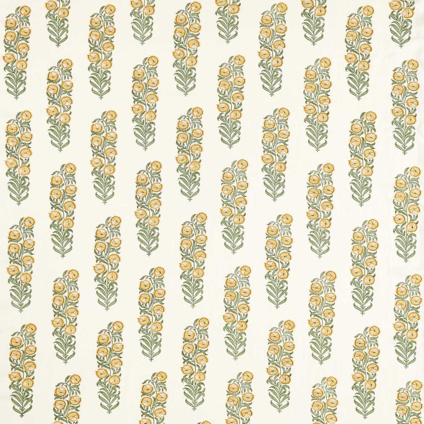 ZOFFANY Sanganeri Block Print Fabric Abstract , Graphic Primrose,Evergreen - ZINF322791