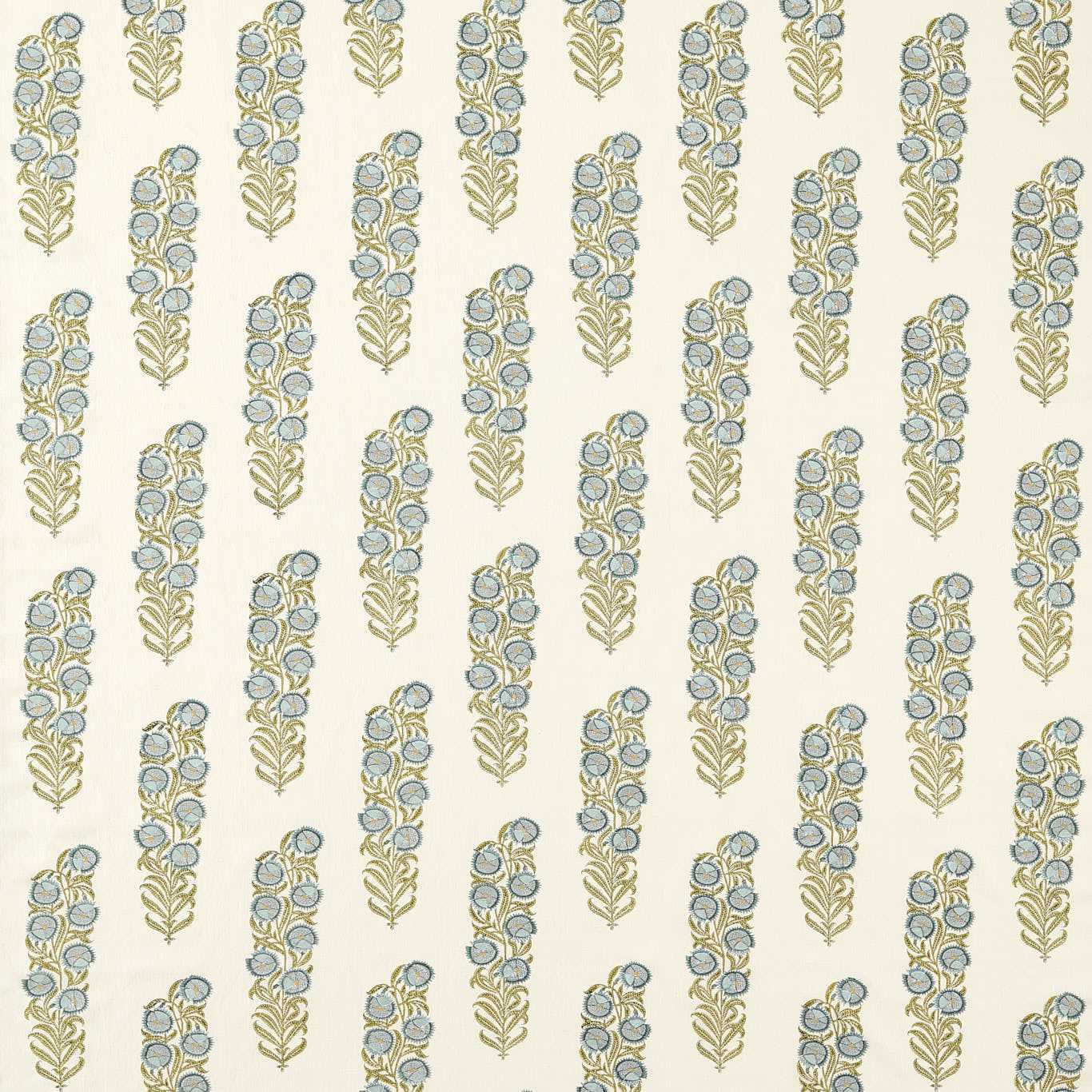 ZOFFANY Sanganeri Block Print Fabric Abstract , Graphic Tempest,Olive - ZINF322792