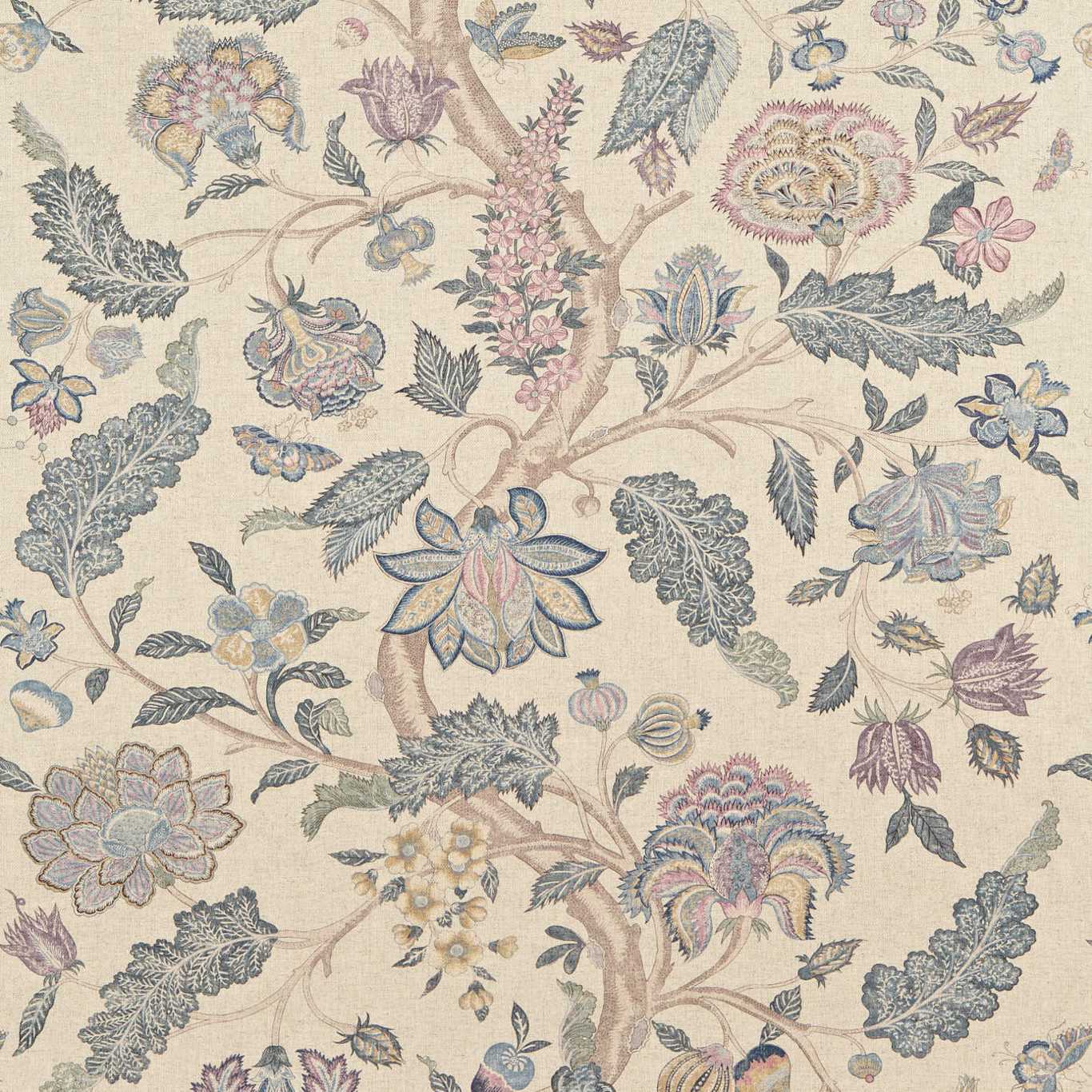 ZOFFANY Kalamkari Fabric Leaves , Trees Blue,Lilac - ZJAI321699