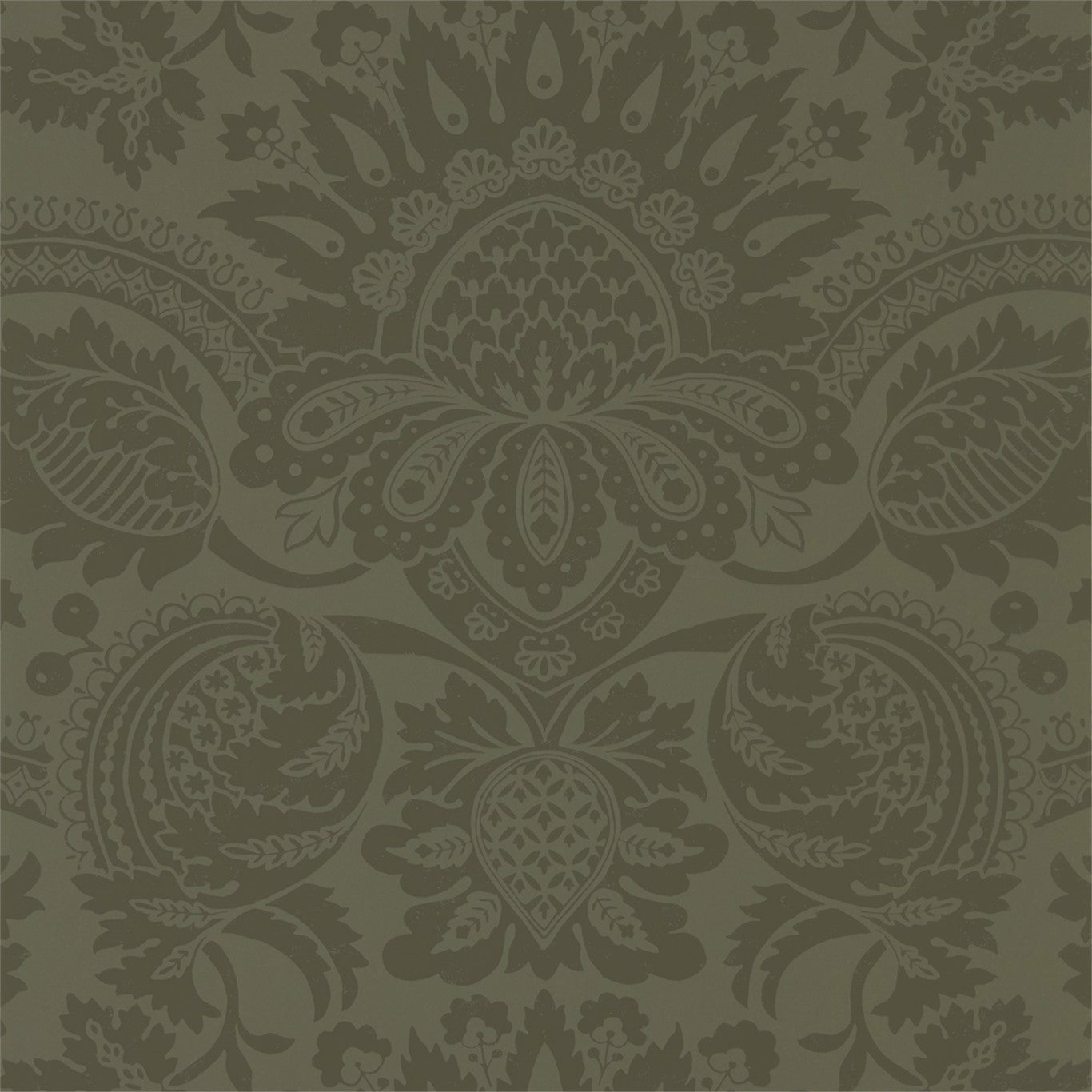 ZOFFANY Pomegranate Wallpaper Damasks Olivine Rotary Wide Width Printed Wallpaper - ZPAL312693