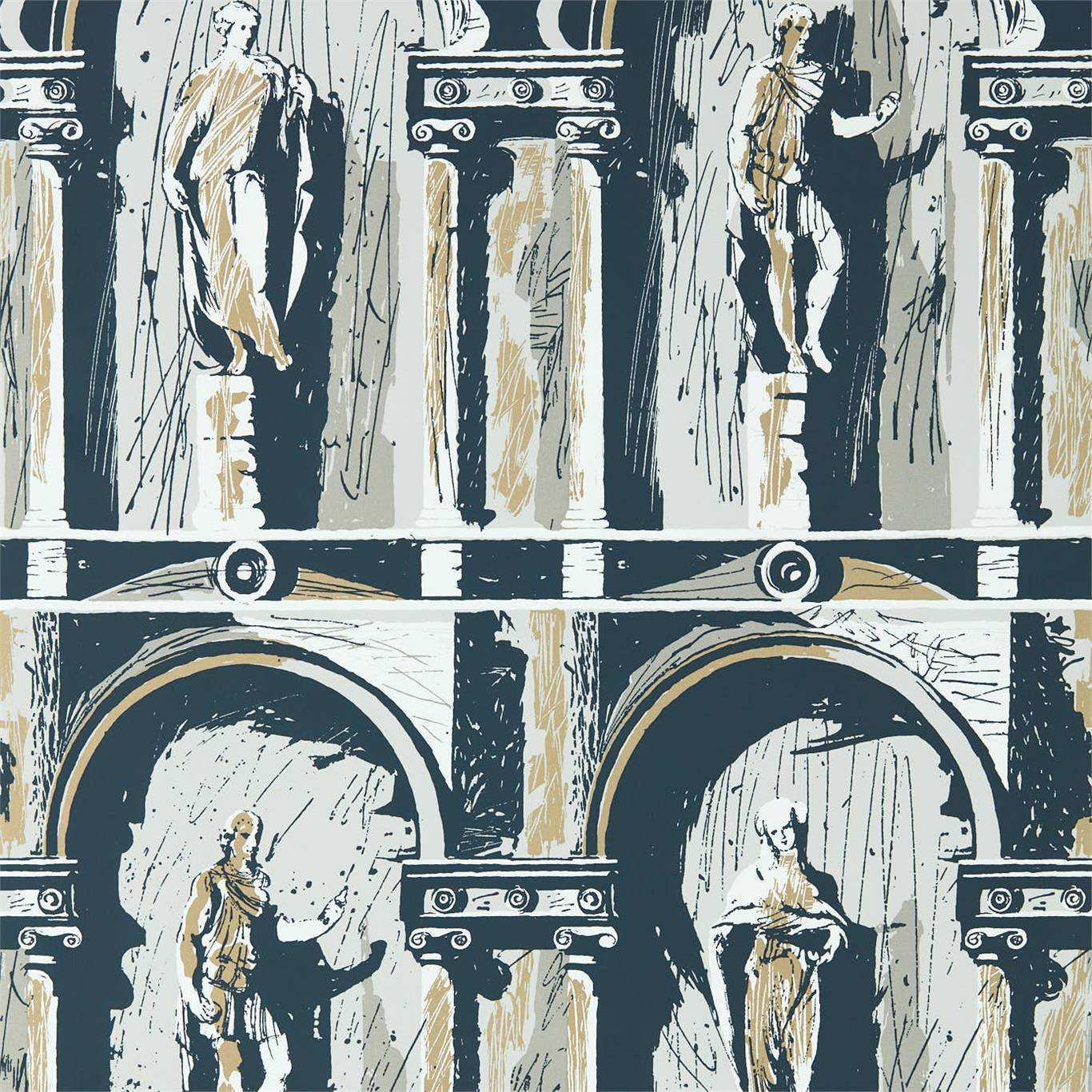 ZOFFANY Montacute Wallpaper Abstract , Graphic Platinum Grey,Ink Rotary Wide Width Printed Wallpaper - ZPLW312966