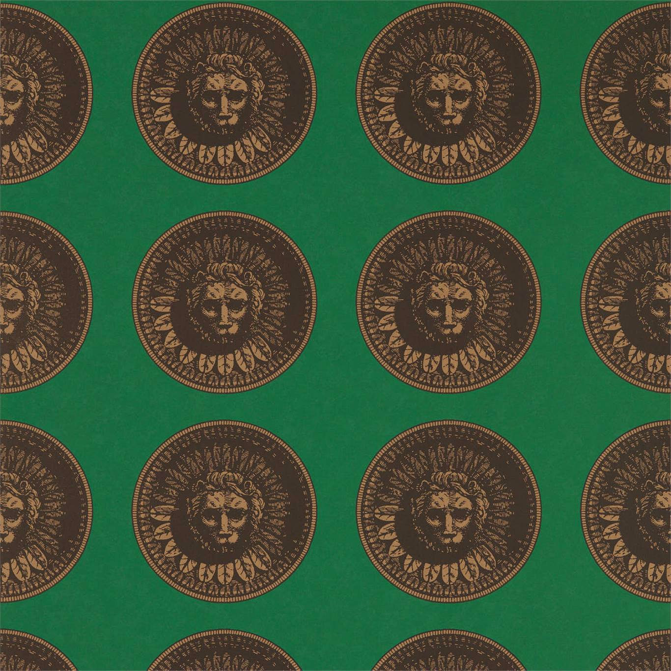 ZOFFANY Medallion Wallpaper Abstract , Graphic Malachite,Gold Rotary Wide Width Printed Wallpaper - ZPLW312974