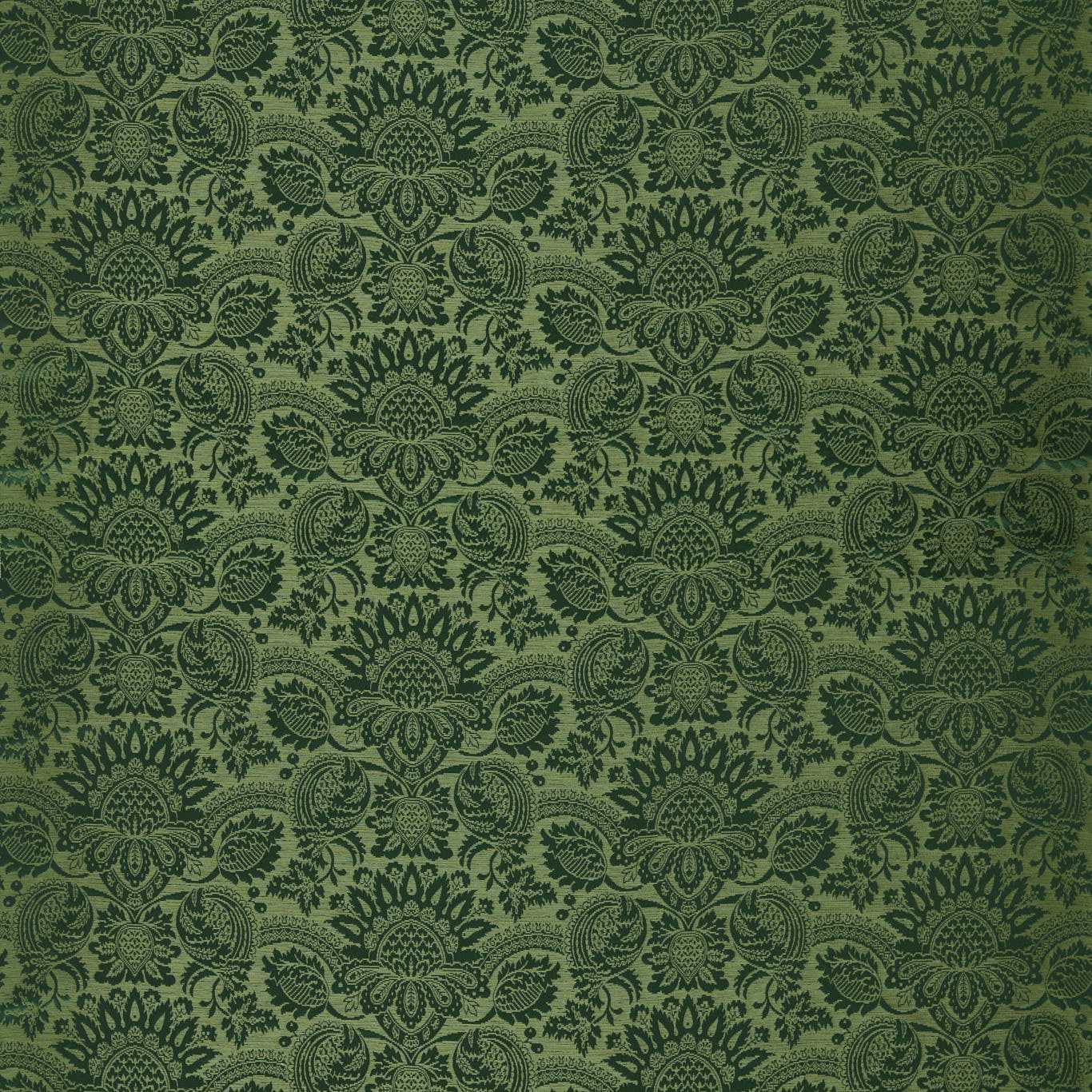 ZOFFANY Pomegranate Brocatelle Fabric Damask Huntsman Green - ZSUF333382