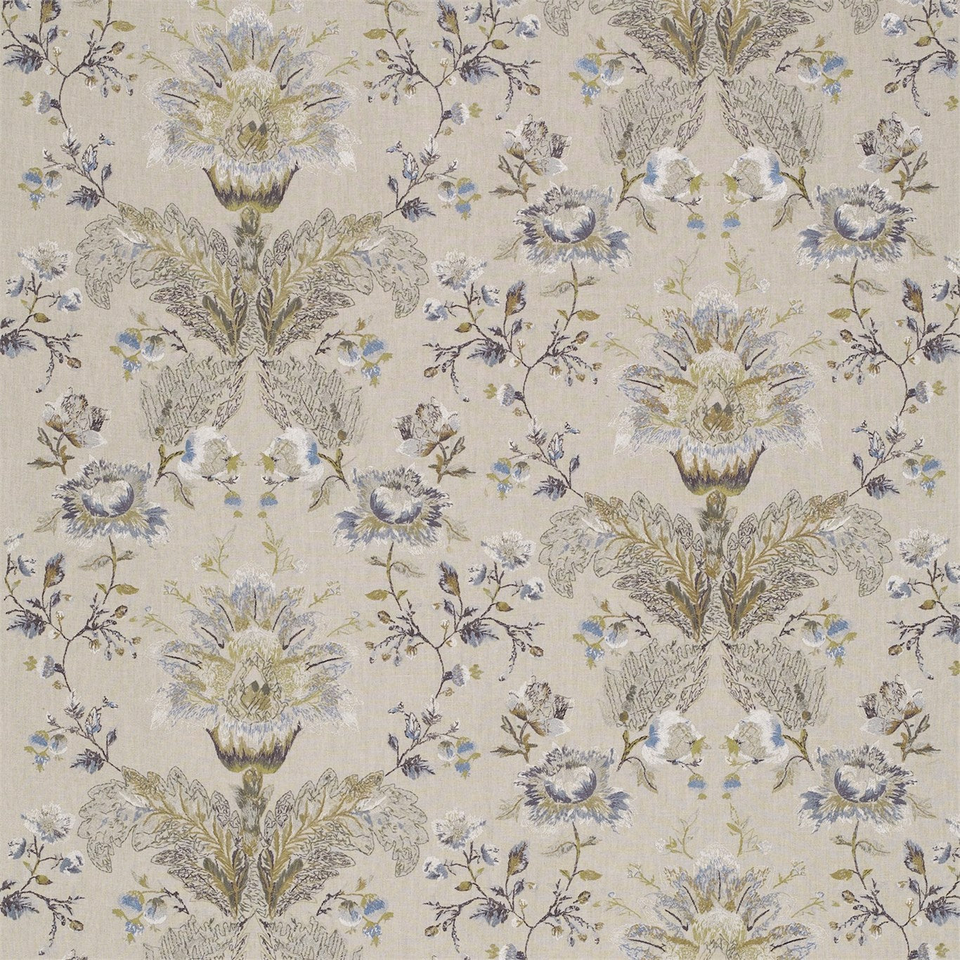 ZOFFANY Stitch Damask Fabric Damasks Mineral - ZTES331214