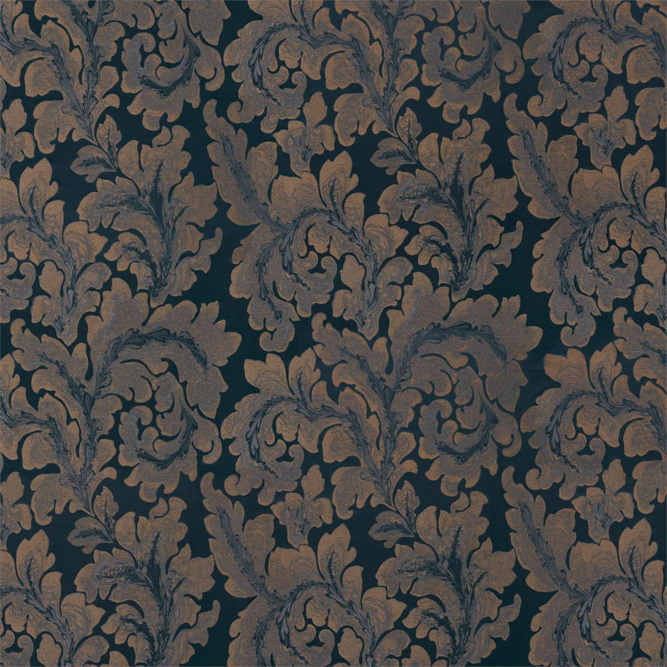 ZOFFANY Acantha Silk Fabric Damasks Prussian Blue - ZTOT332879
