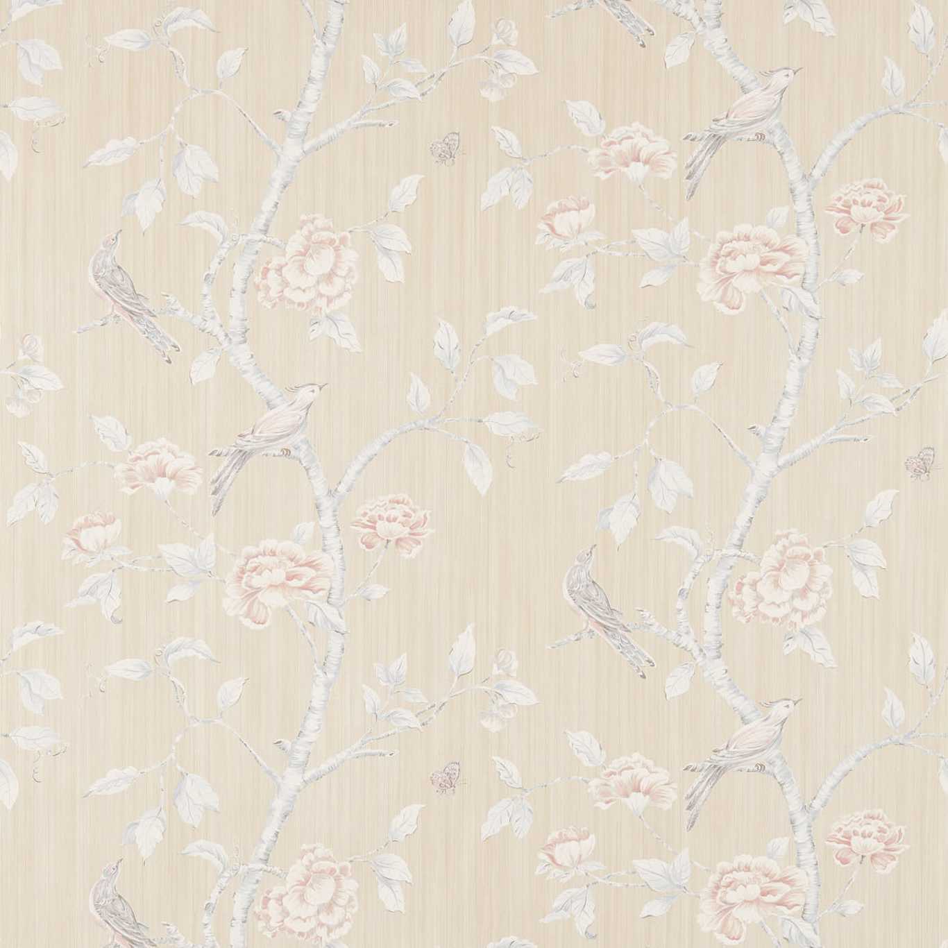 ZOFFANY Woodville Wallpaper Birds White Clay Rotary/Gravure Wallpaper - ZWOO311348