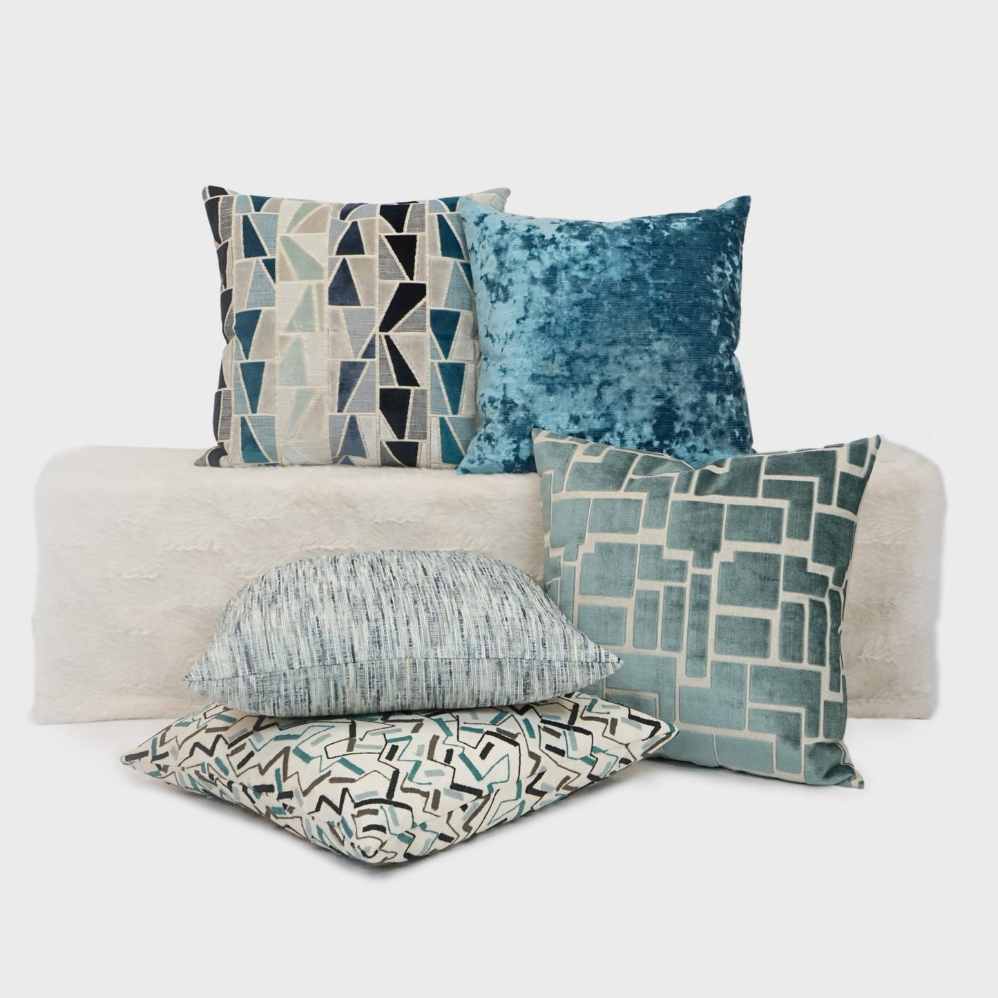 D.V. KAP HOME 24" x 24" Aura Pillow - Mist Geometric - 3265-M-2424