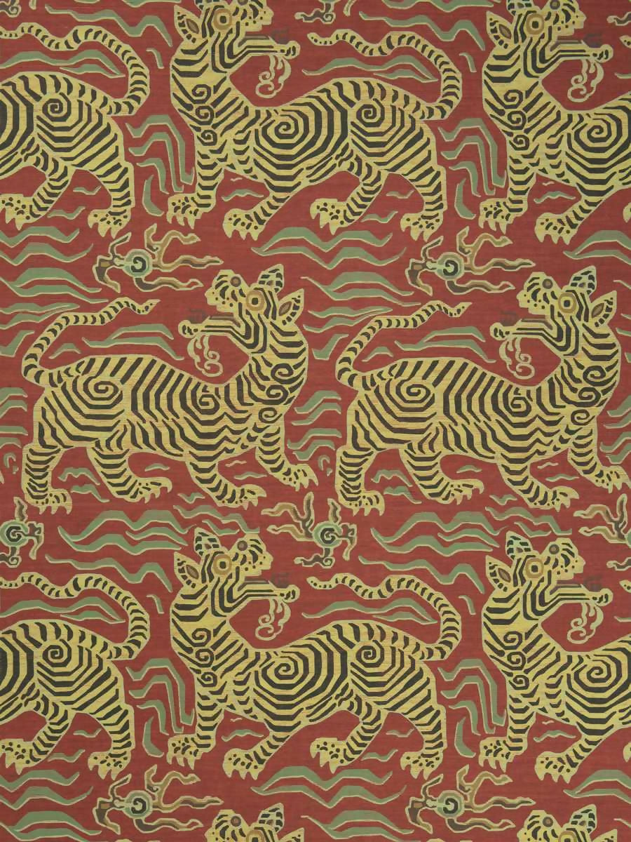 20" pillow cover in cinnabar red and gold linen-cotton blend