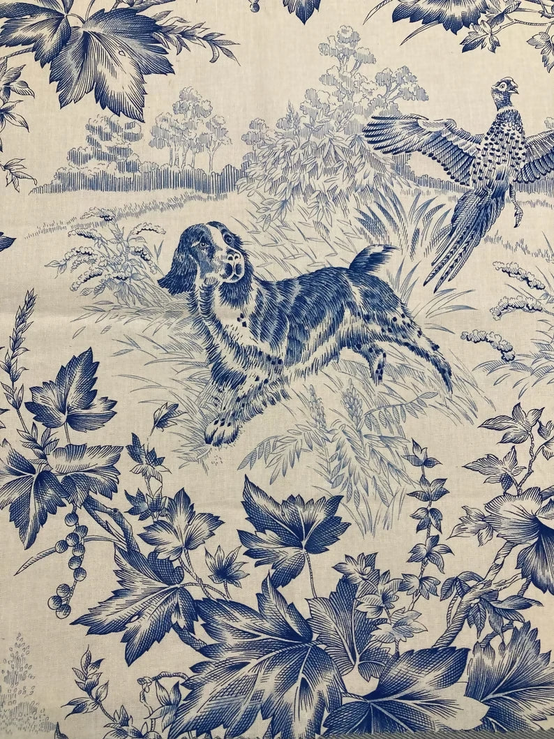 20" Navy / Cream Printed Cotton Pillow Cover in Brunschwig & Fils On Point Cotton Print – Navy on Cream Fabric