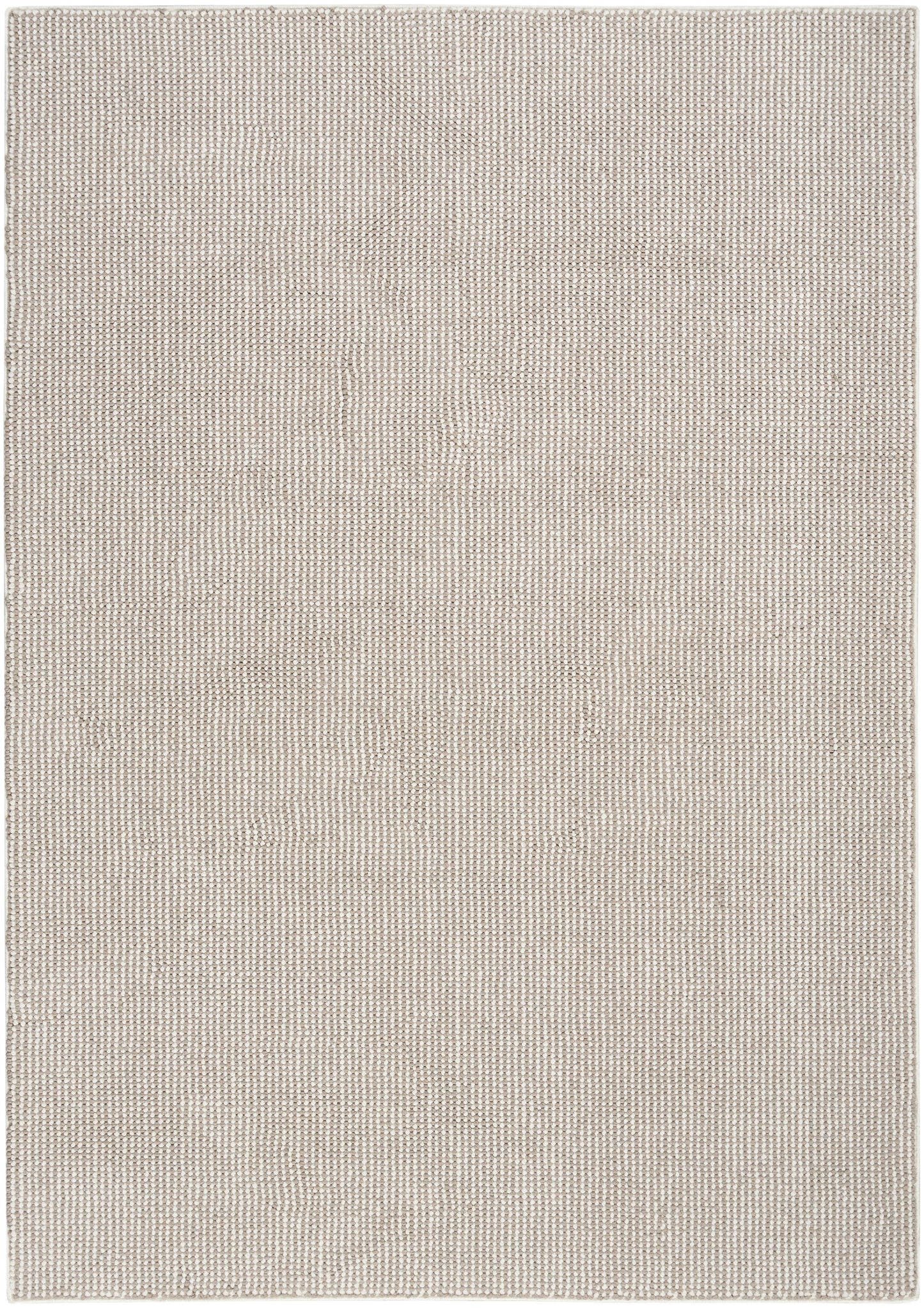Beige woven rectangular area rug with subtle textured weave; neutral, versatile home decor.