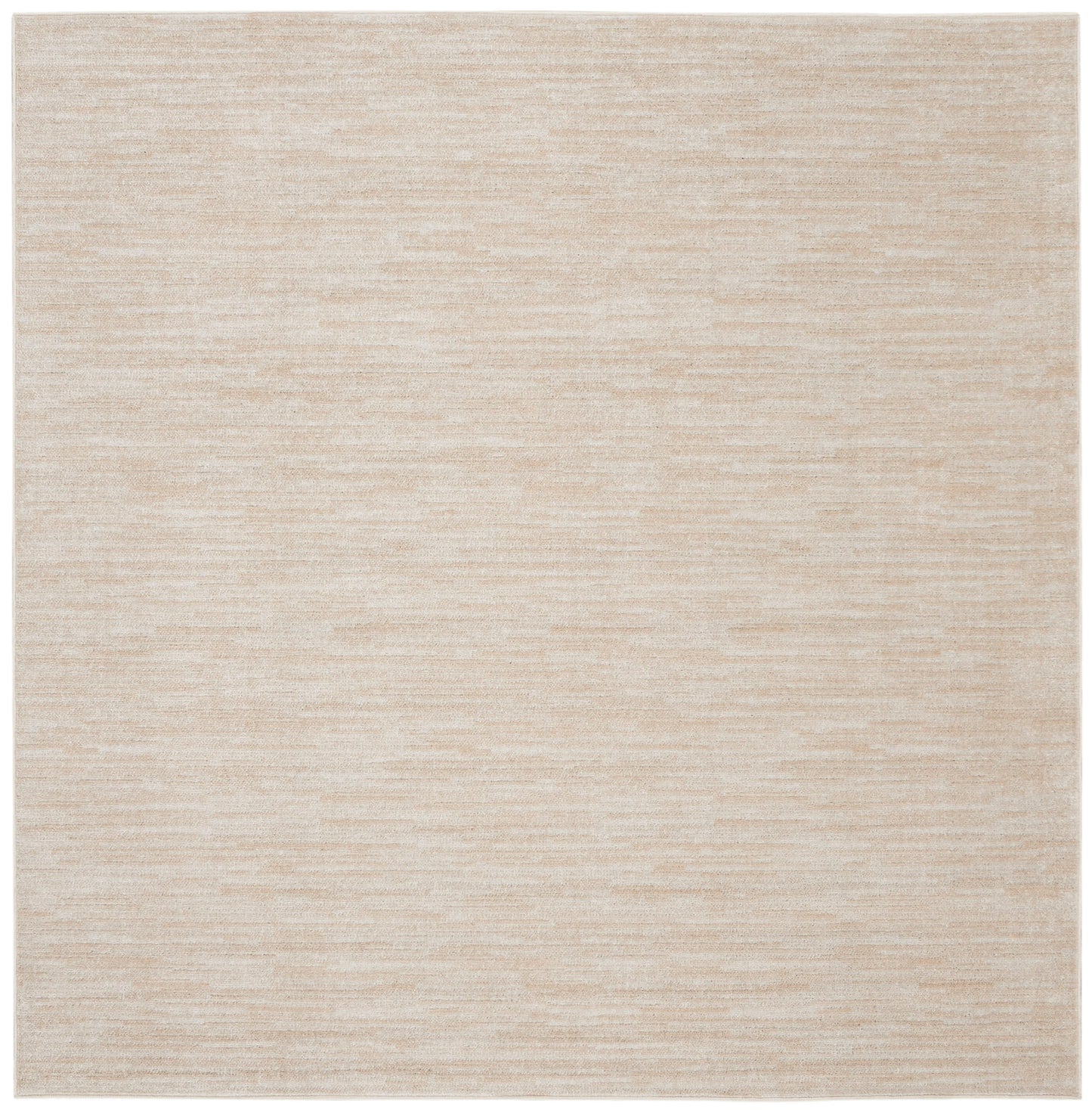Beige rectangular outdoor rug with a subtle heathered texture and soft neutral tones.