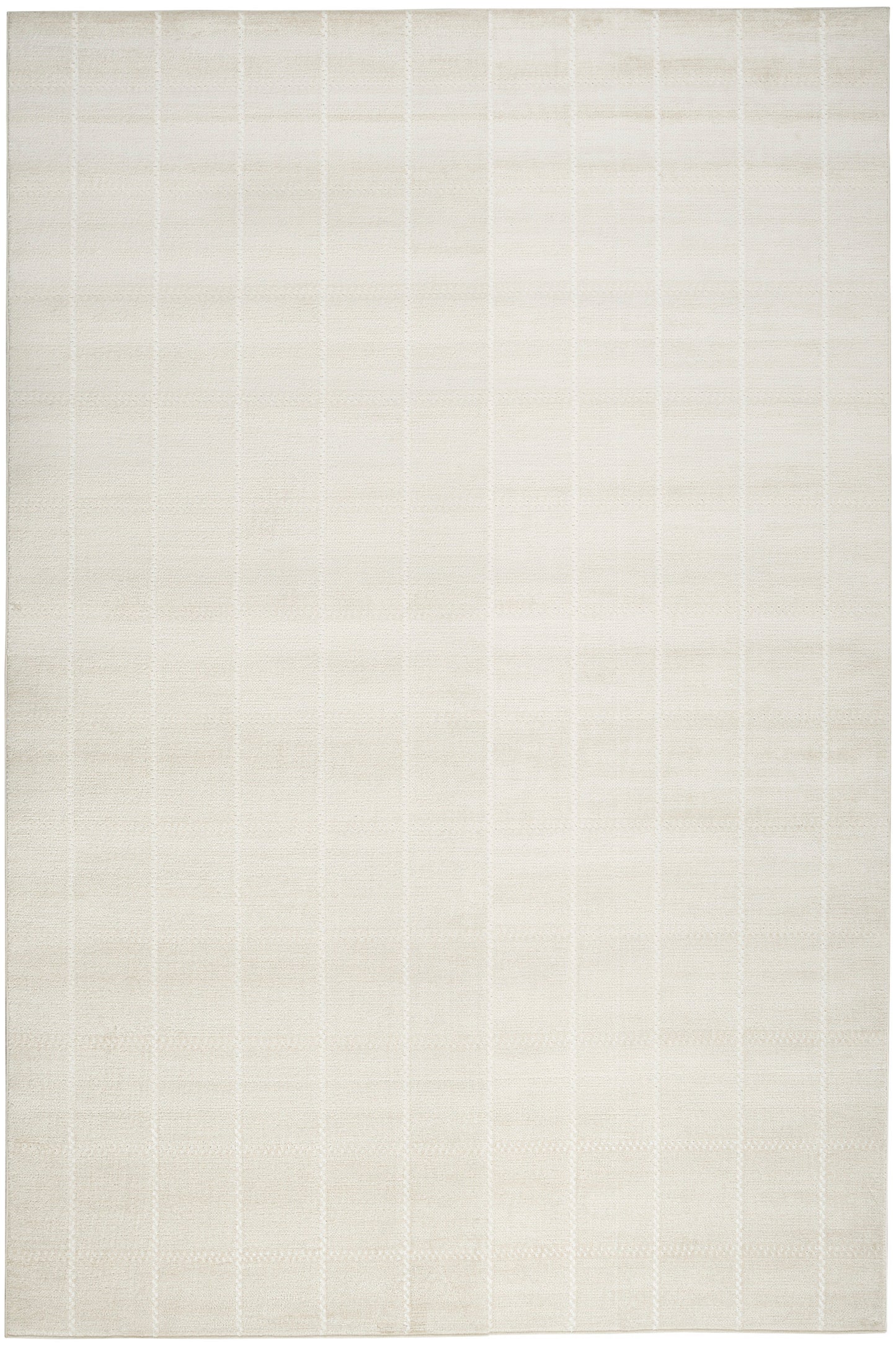 Beige woven area rug with subtle vertical grid pattern; neutral, modern floor cover.