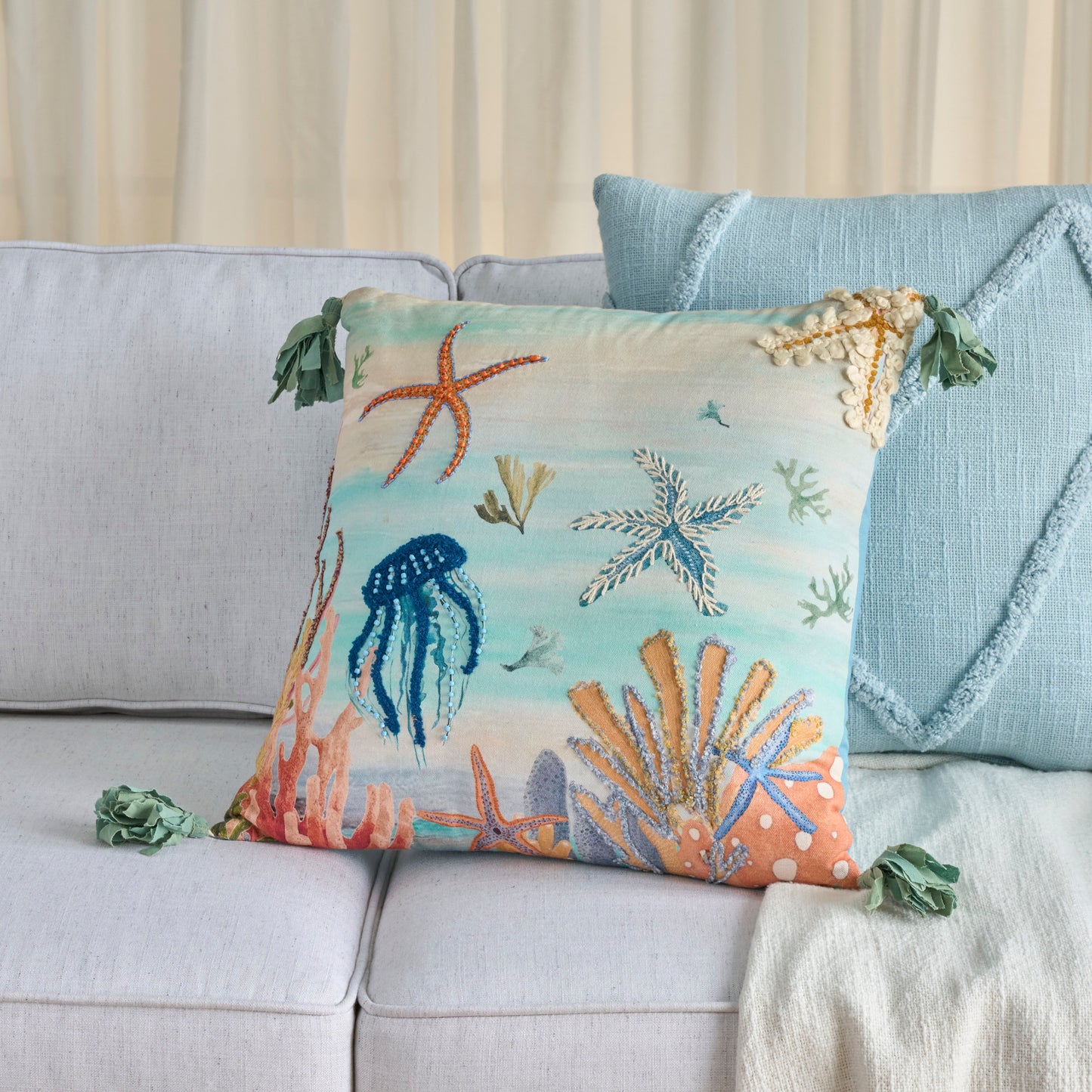 NOURISON HOME 18" x 18" Mina Victory Coastal, Nautical & Beach Multicolor - 798019092481