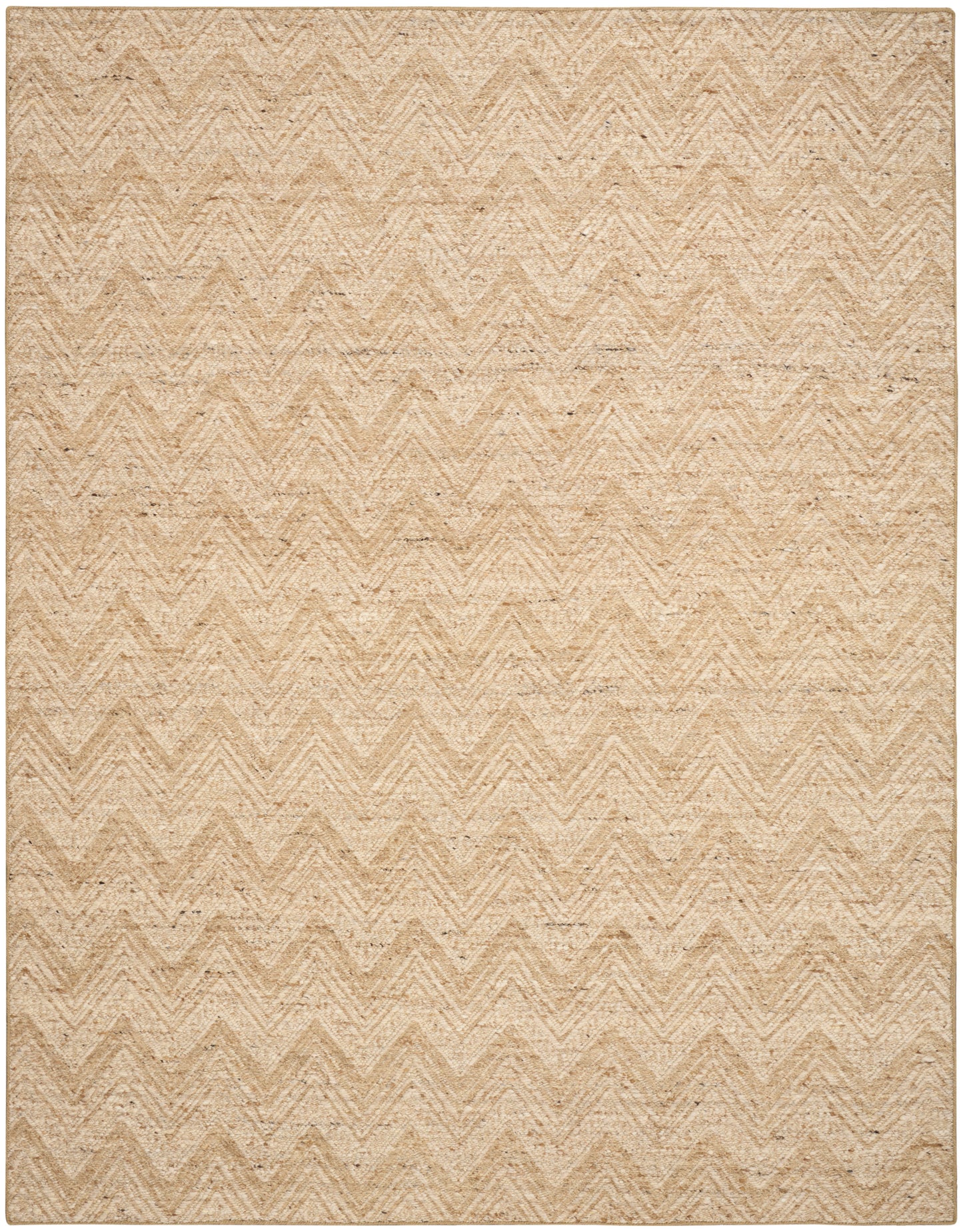 Natural beige chevron woven rug with jute-like fibers, rectangular textured area rug for living spaces