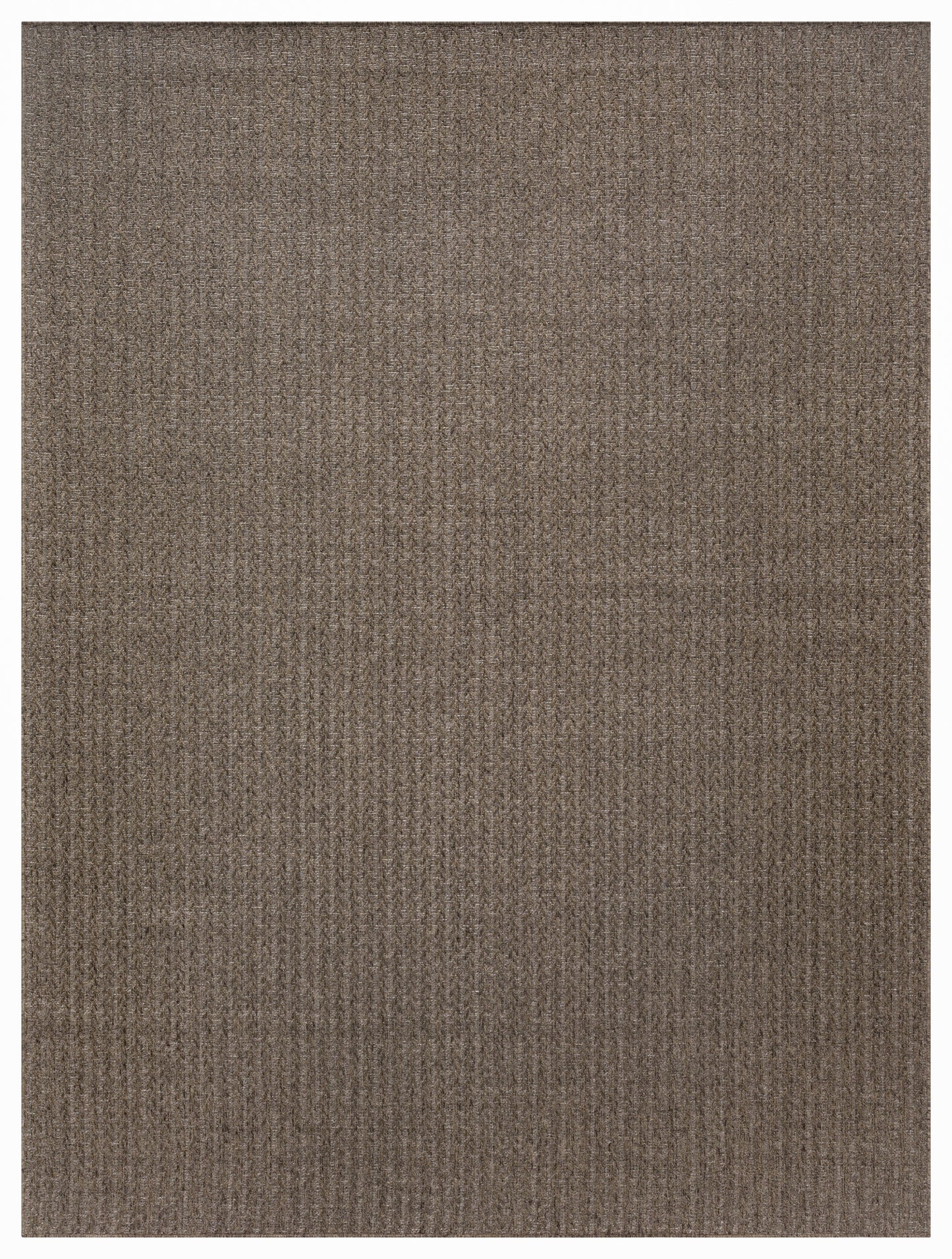 Brown textured outdoor rug with subtle vertical ribbing and warm earthy tones for modern outdoor decor.