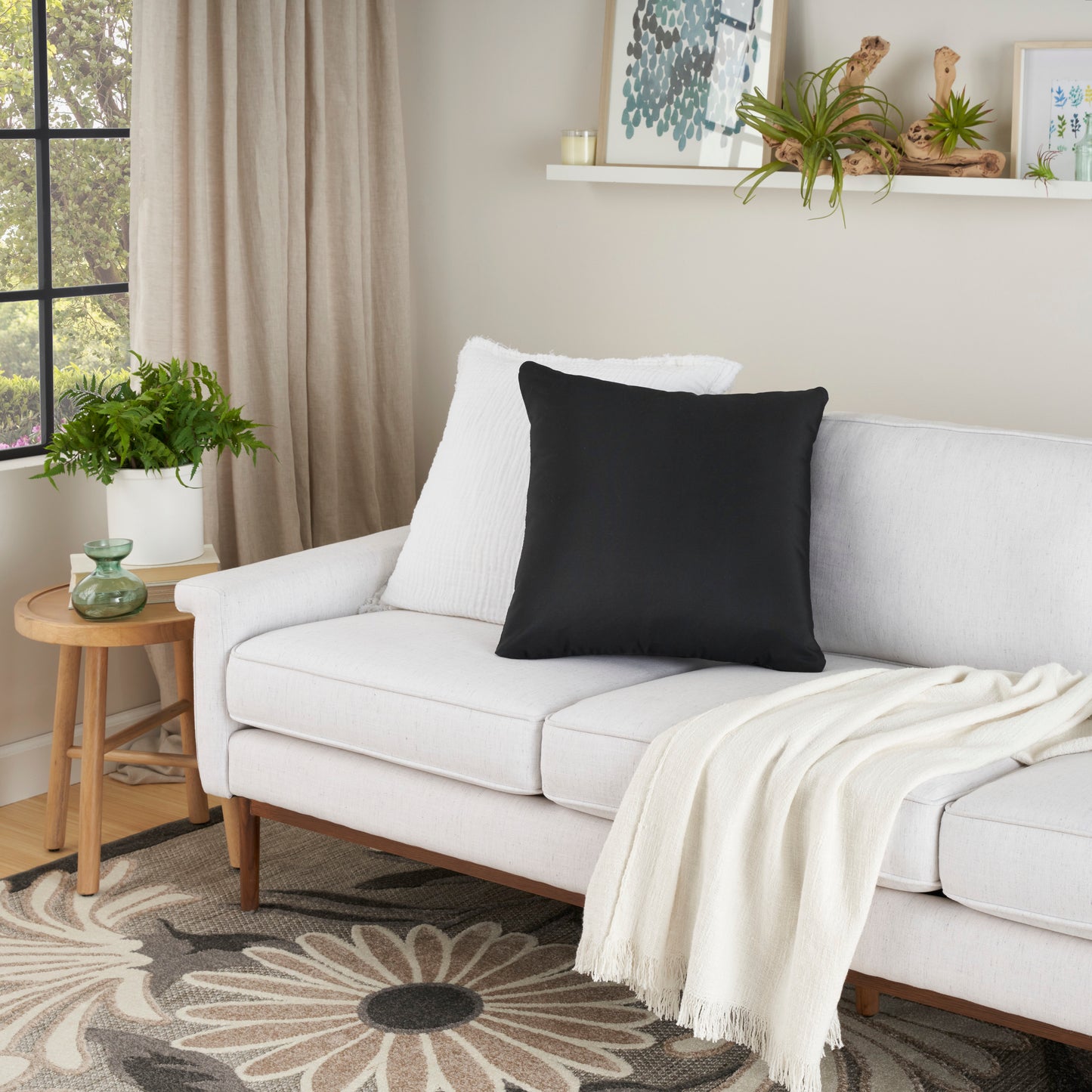 NOURISON HOME 20" x 20" Mina Victory Outdoor Black - 798019090241