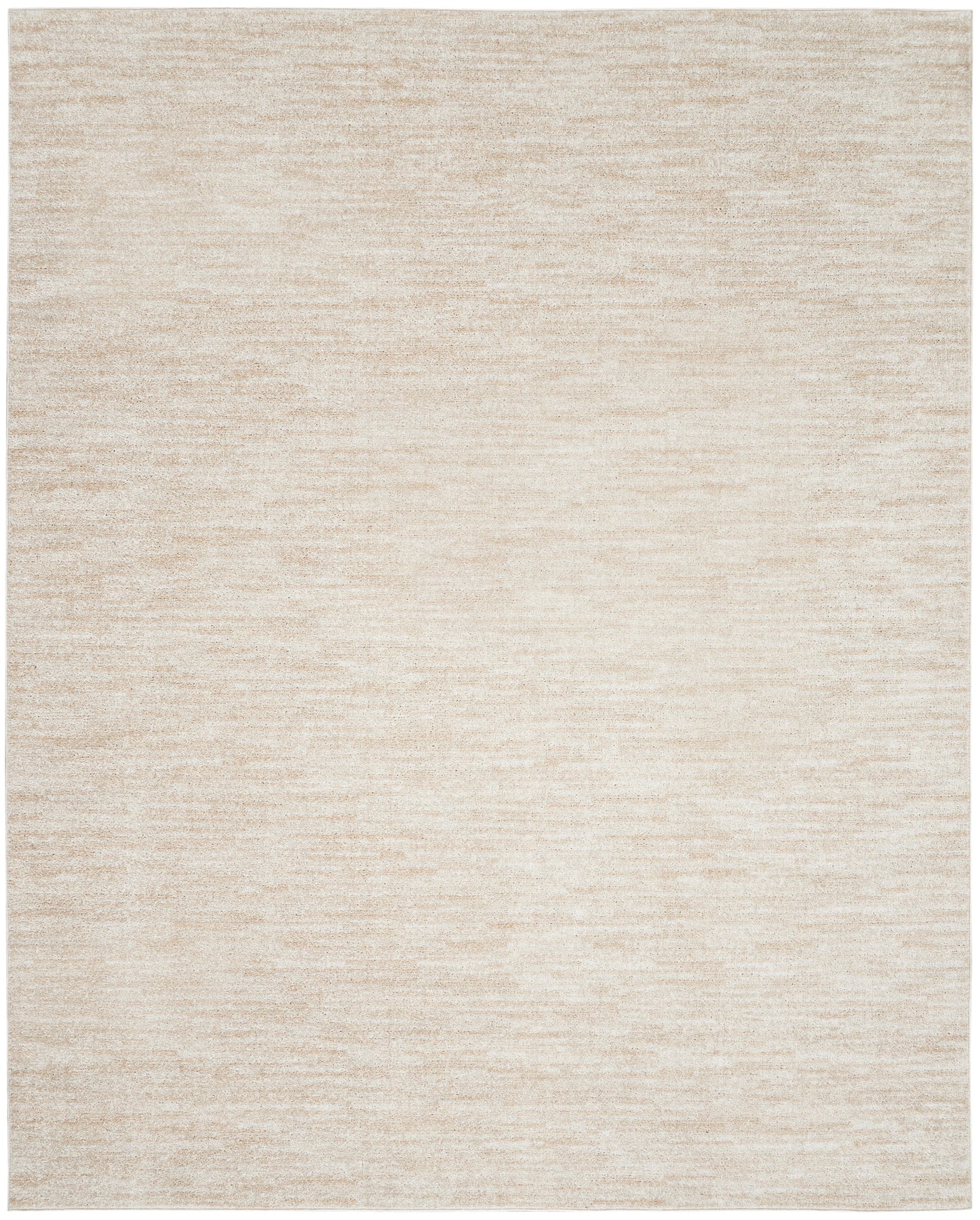 Beige textured outdoor rug; rectangular with neutral cream tones; 9' x 12'.