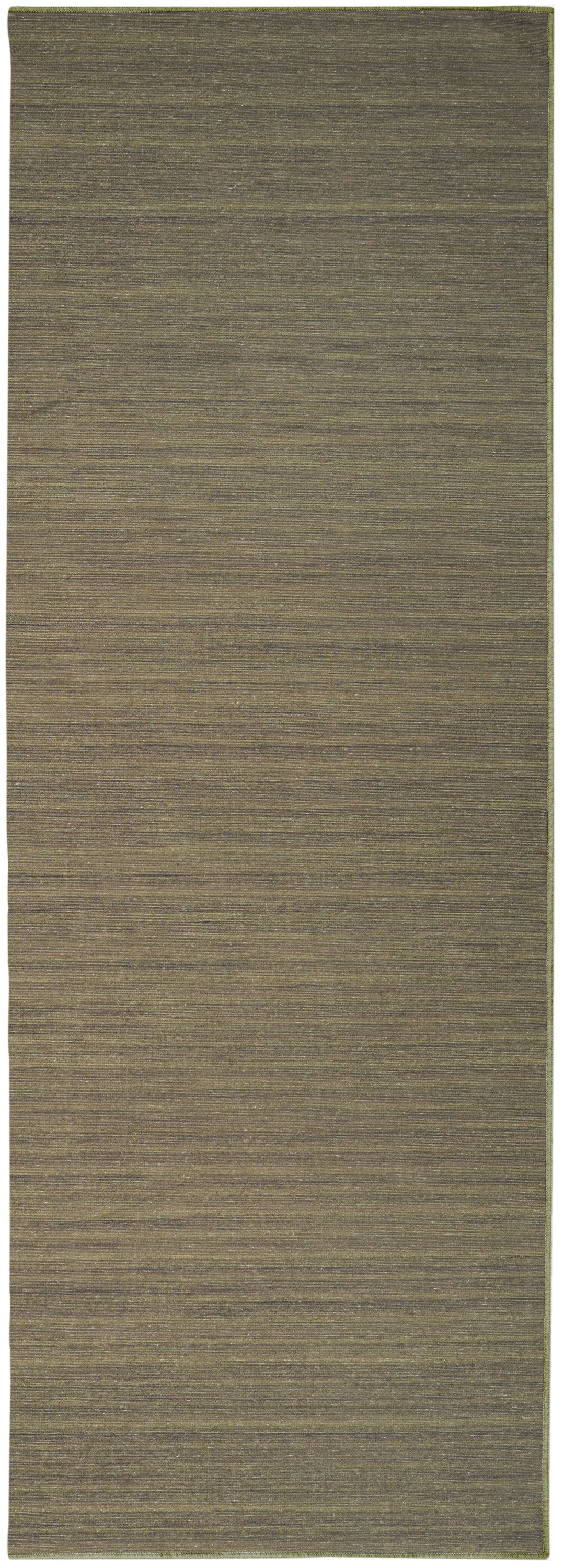 Narrow beige-brown striped runner rug with subtle horizontal woven texture.