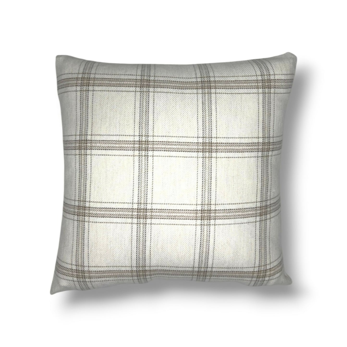 20" Silverwood Studio Classic Plaid Cream / Taupe Woven Pillow Cover