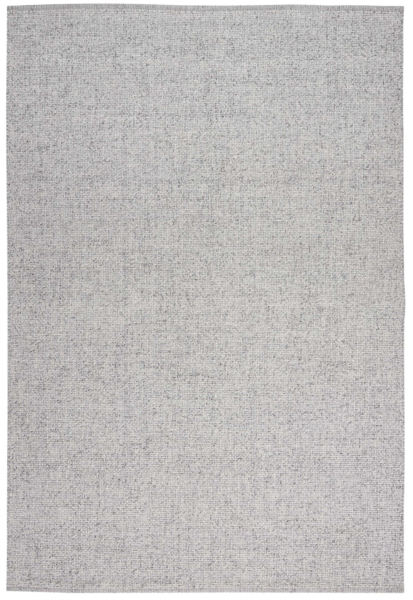 Light gray woven area rug with a subtle speckled texture; rectangular and versatile for living rooms or bedrooms.