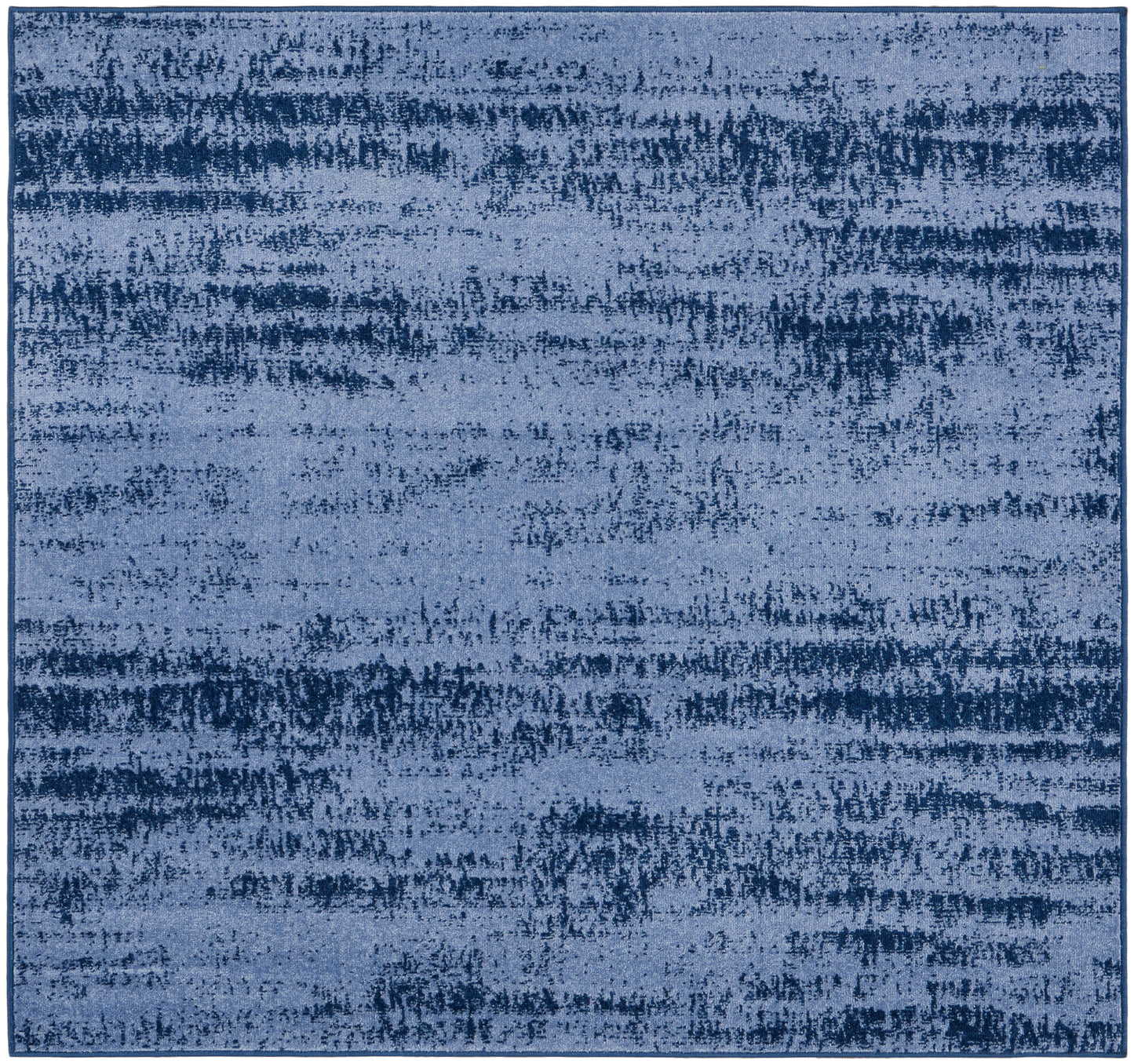 Blue abstract area rug with distressed, brushstroke pattern in dark navy tones; rectangular, plush, modern decor.