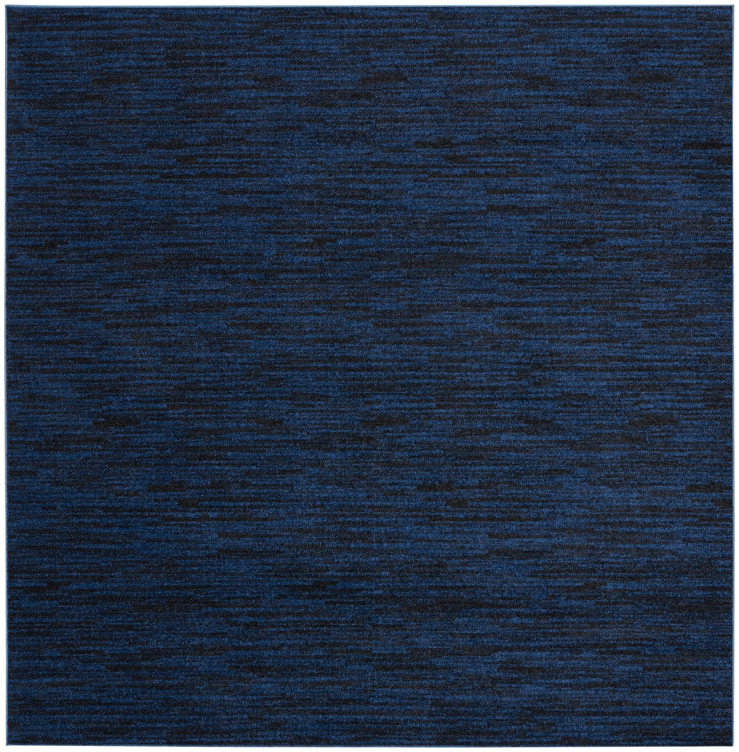 Navy blue textured area rug with a subtle heathered pattern, square shape.