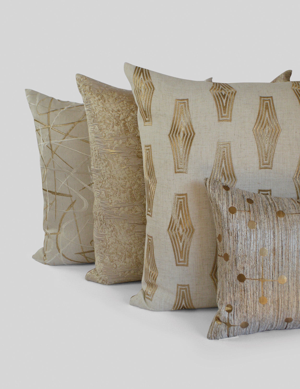 D.V. KAP HOME 24" x 24" Scribble Pillow - Gold Embroidery, Glam, Transitional, Abstract - 3005-G-2424