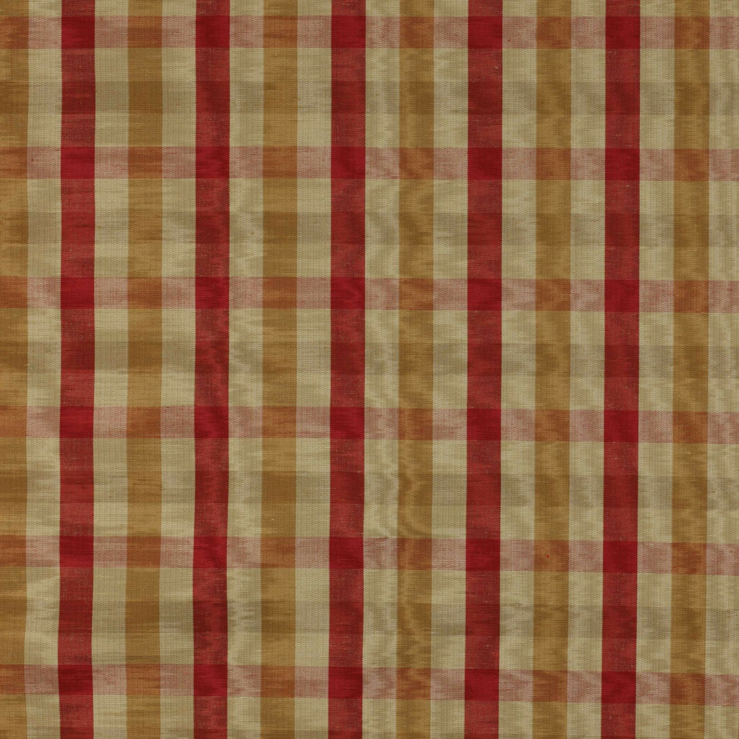 20" woven linen-blend pillow cover in tomato red, ochre, gold and tan with a check pattern