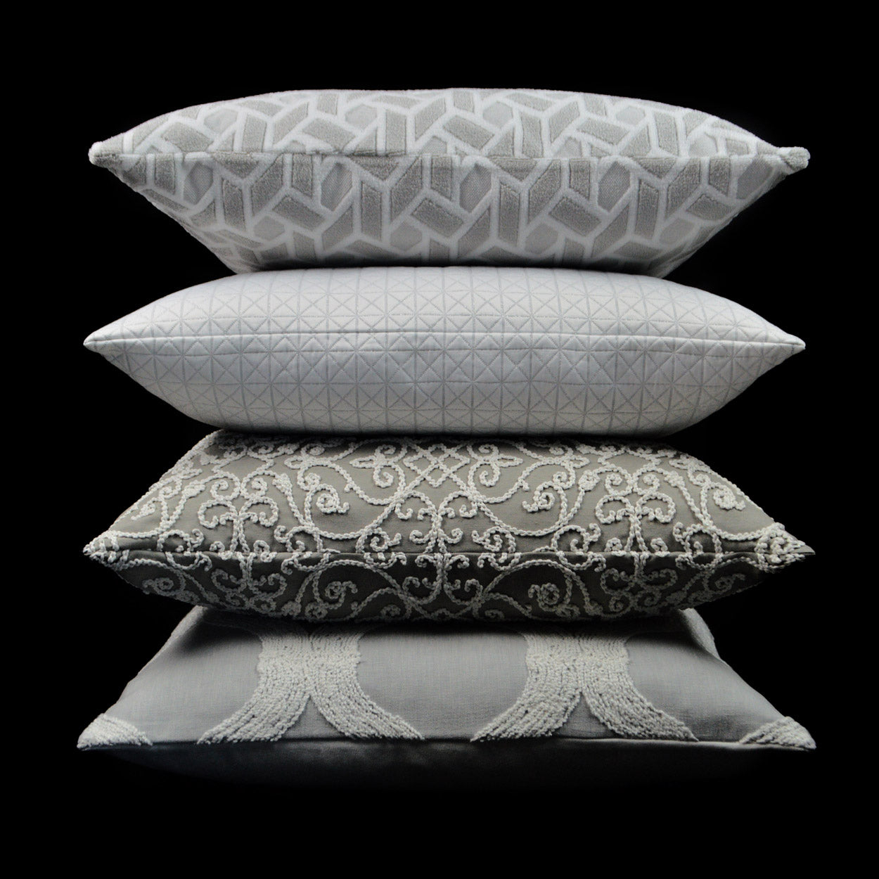 D.V. KAP HOME 24" x 24" Diamante Pillow - Silver Geometric - 3027-S-2424