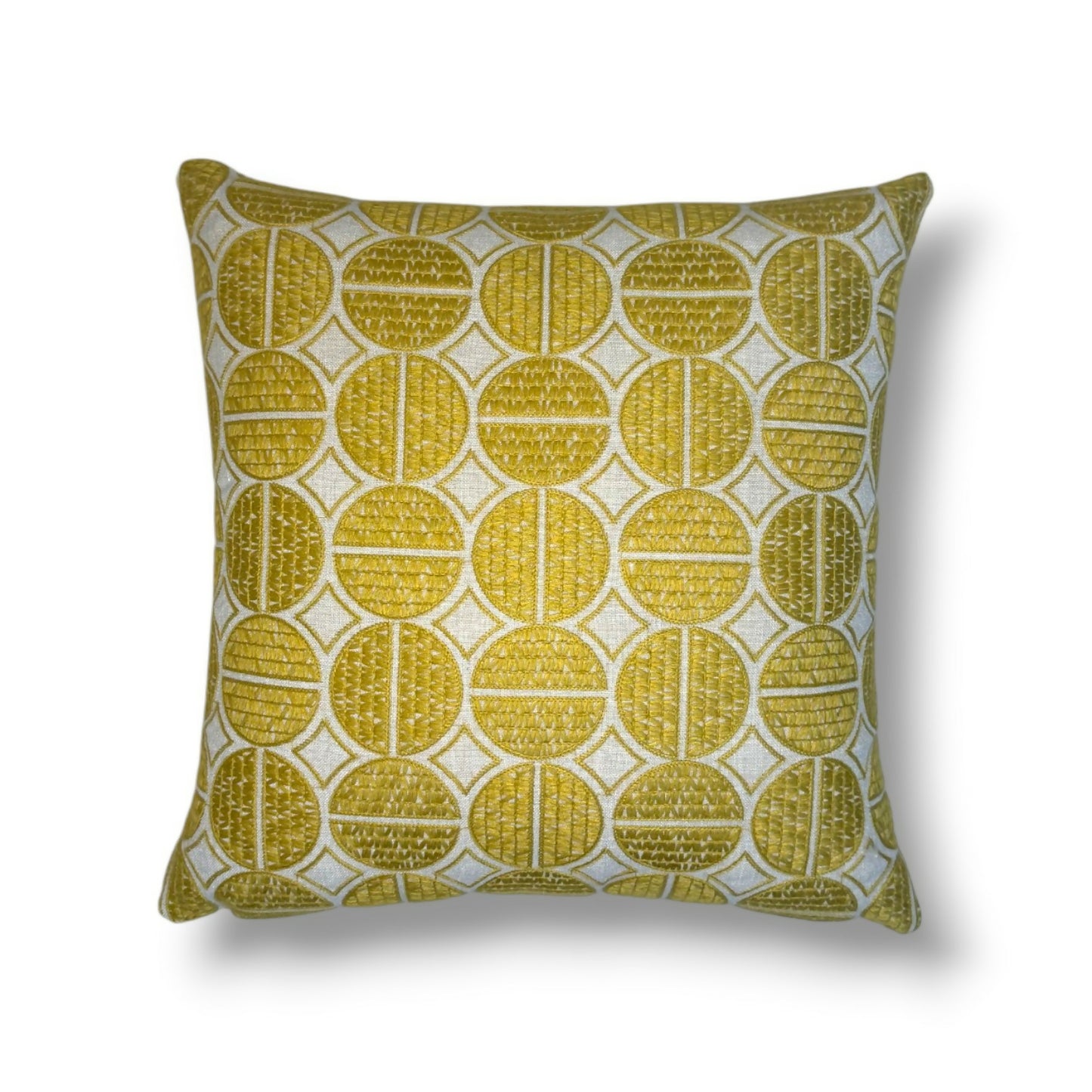 20" Fabricut Naours Circles Coin 02 Embroidered Linen Pillow Cover