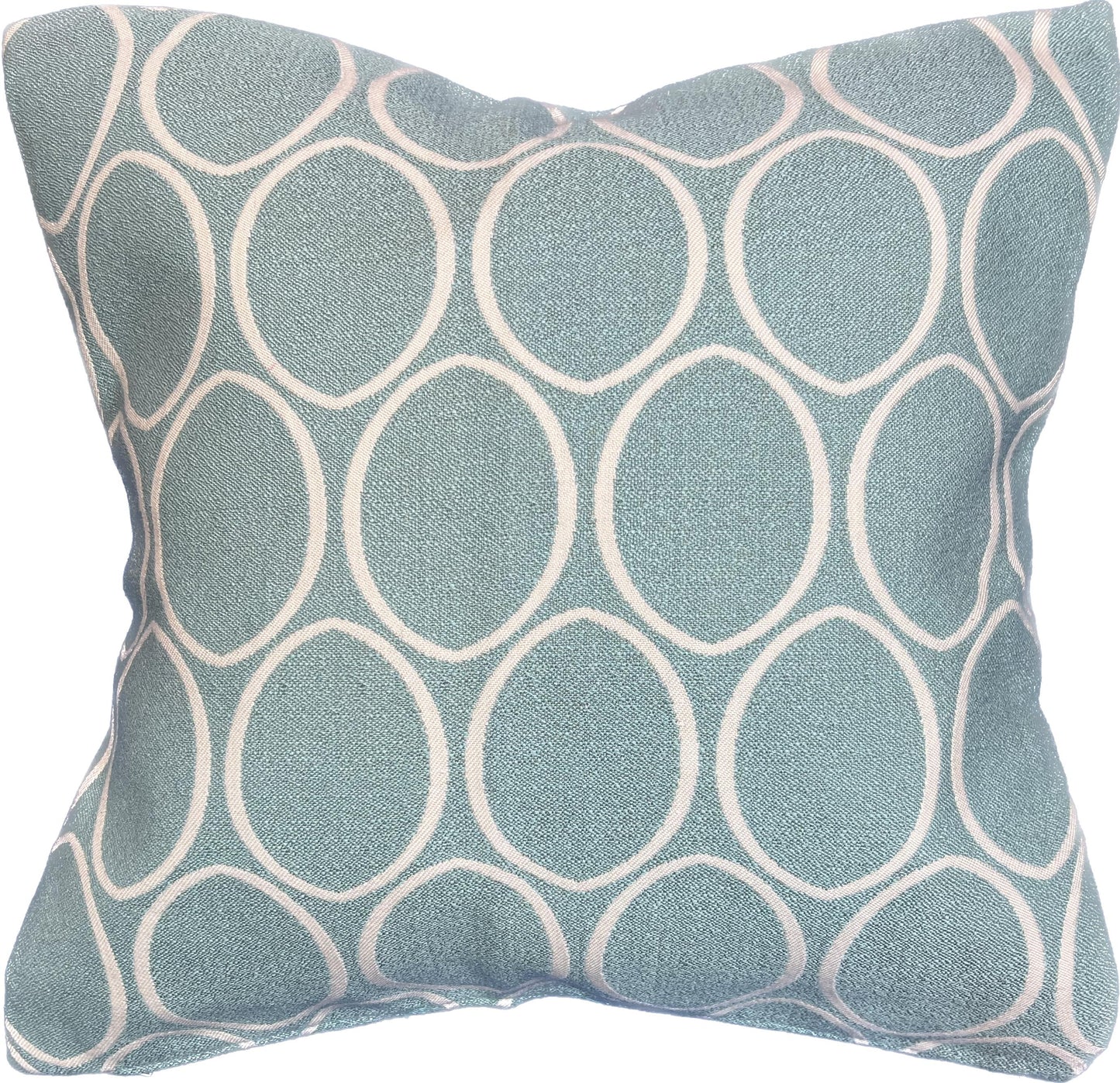 18"x18" Oval Design Pillow Cover * Thibaut Sunbrella Ellipse Spa Blue W80318 - Outdoor Performance