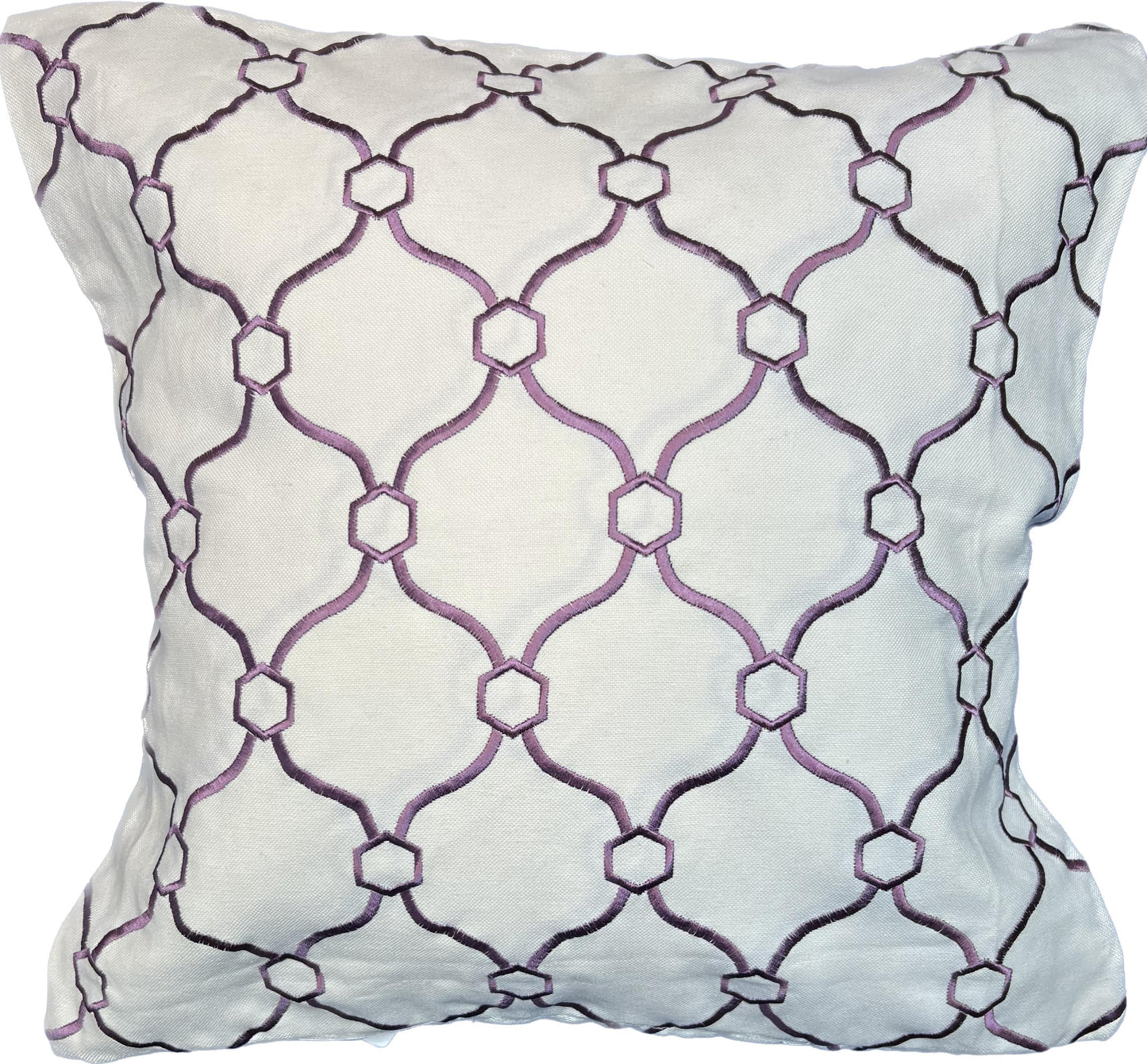 NicholasJohn Inc 20"x20" Geometric Embroidery Pillow Cover (RM Coco: Picardie Trellis - Lilac)