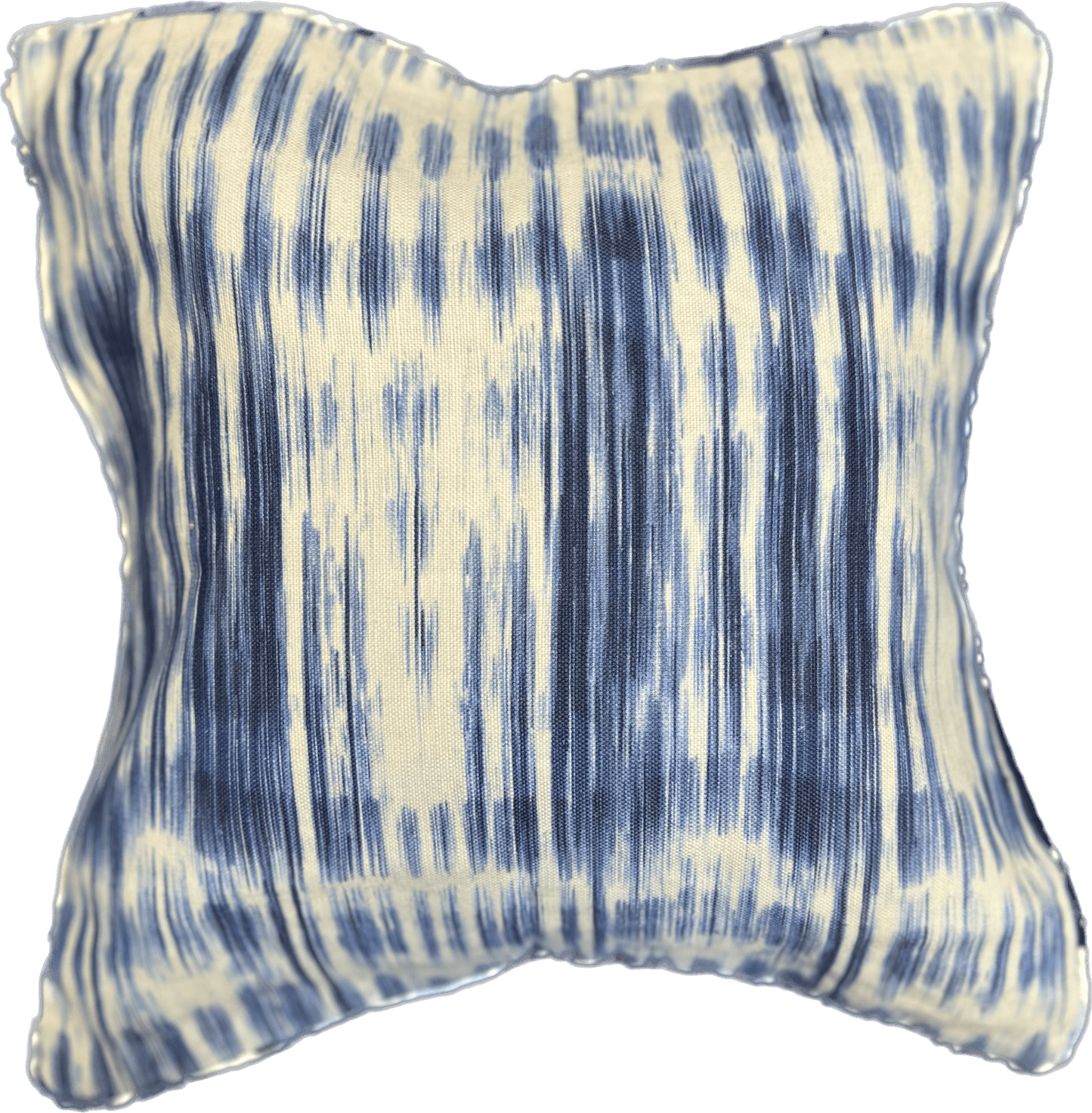 Blue and cream two-sided pillow cover with a large motif, square, soft fabric.