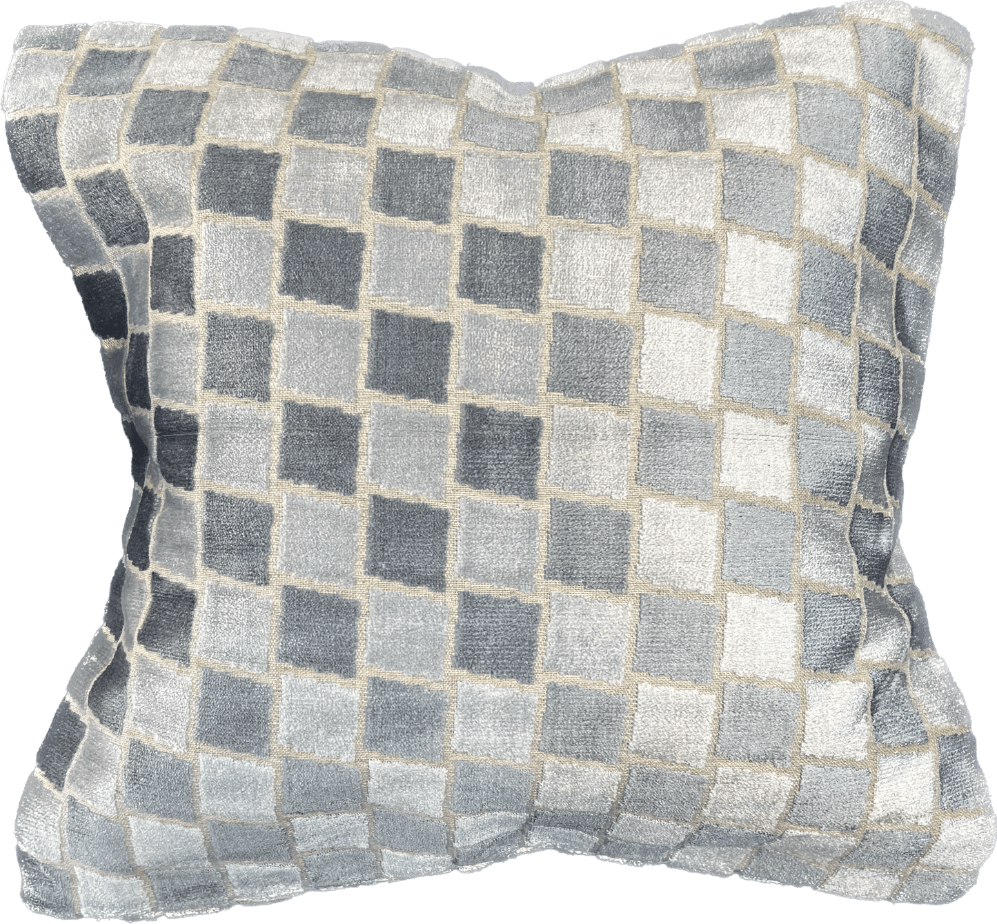 18x18 inch square pillow cover in varying shades of gray with a plush, textured checkered pattern. Ideal for home decor.