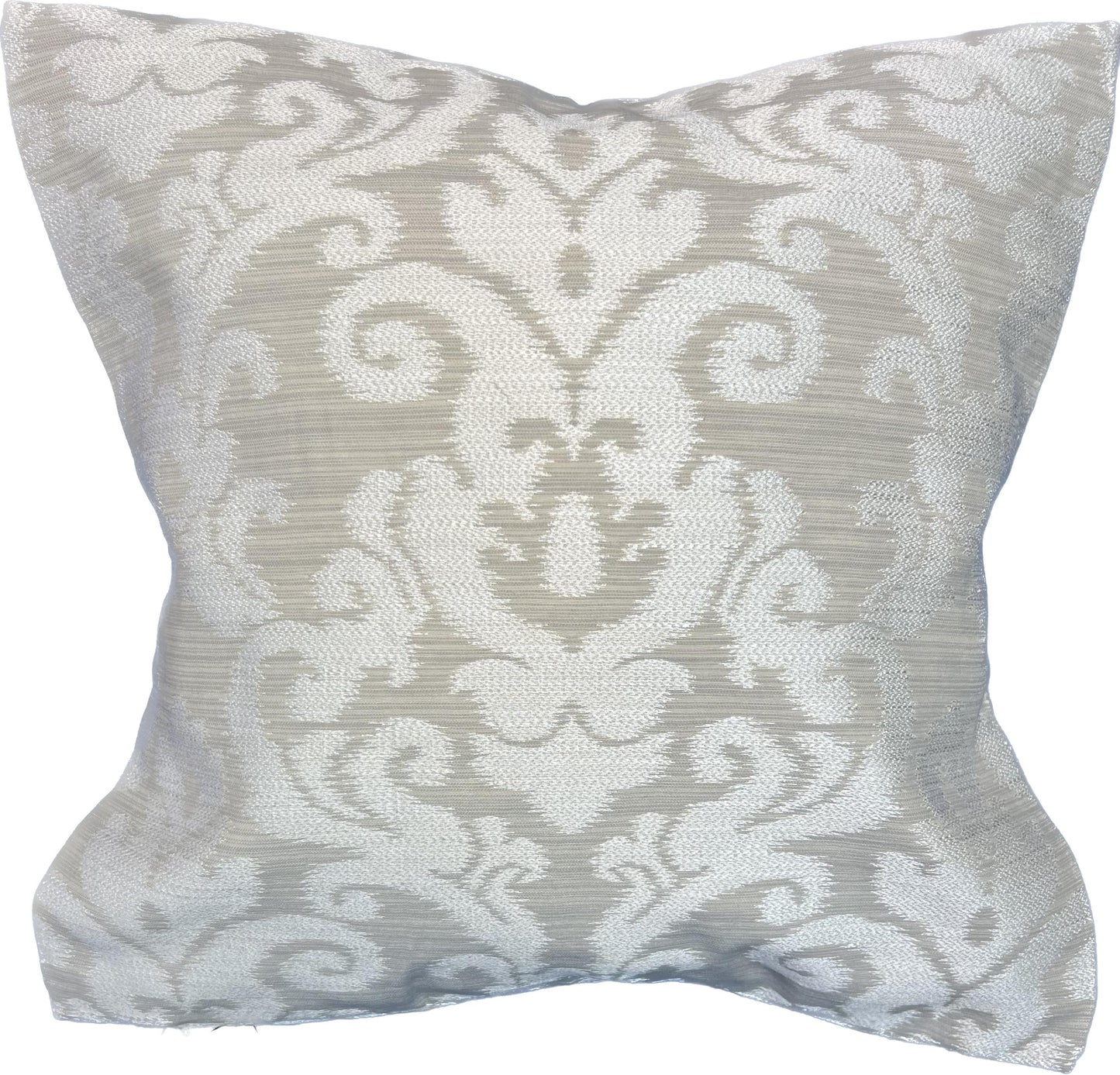 NicholasJohn Inc 20"x20" Damask Pillow Cover (Wesco: Life's too Short - Flax)
