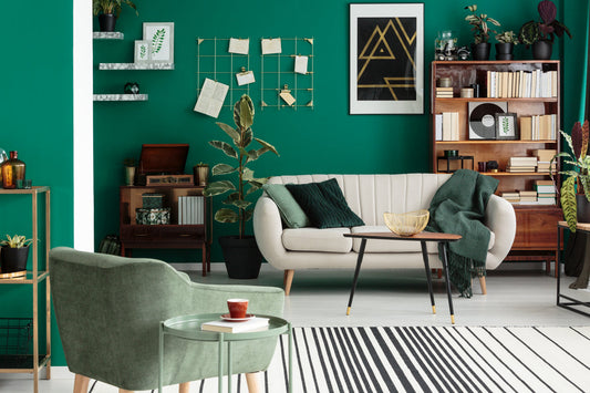 Revamp Your Space: Infuse Life with Green through Fabric, Wallpaper, and Rugs!