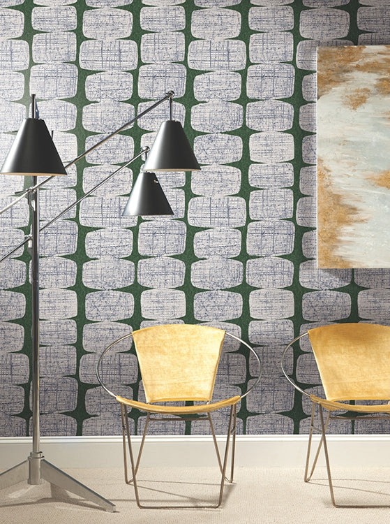 Mid-Century Modern décor by Primoends with retro-inspired furniture, geometric designer fabrics, vintage-style wallpaper, and classic throw pillows — Home Decor to Go.”