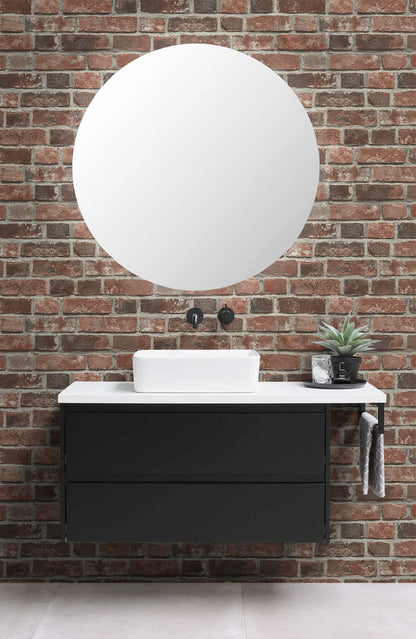 Realistic distressed red brick peel and stick wallpaper with industrial rustic design, removable adhesive wall covering for accent walls, loft-style interiors, modern farmhouse decor, renter-friendly wallpaper for living room, kitchen, bedroom, and DIY home improvement projects.