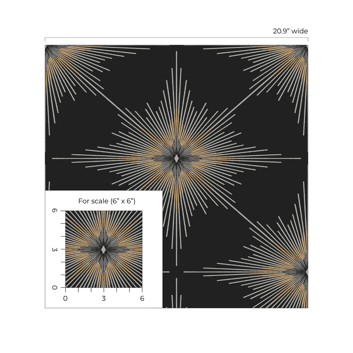 Stellar Geo Ebony peel and stick wallpaper featuring a bold modern geometric star pattern in deep black tones. Removable self-adhesive wallpaper ideal for accent walls in bedrooms, living rooms, dining rooms, offices, hallways, and entryways. Washable, renter-friendly wall covering that adds dramatic contrast and contemporary style to industrial, minimalist, and modern interior design spaces for easy DIY home décor updates.