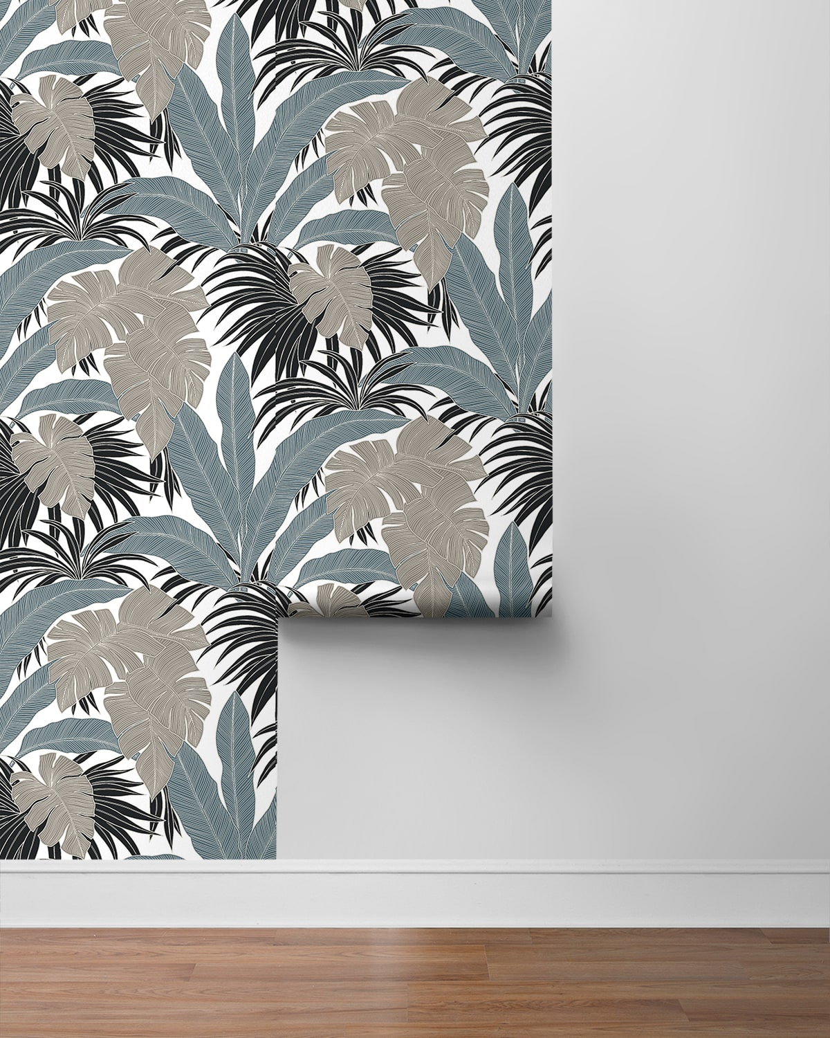 NextWall NextWall Peel & Stick Laguna Leaf Botanical Tropical Blue   - NW58708