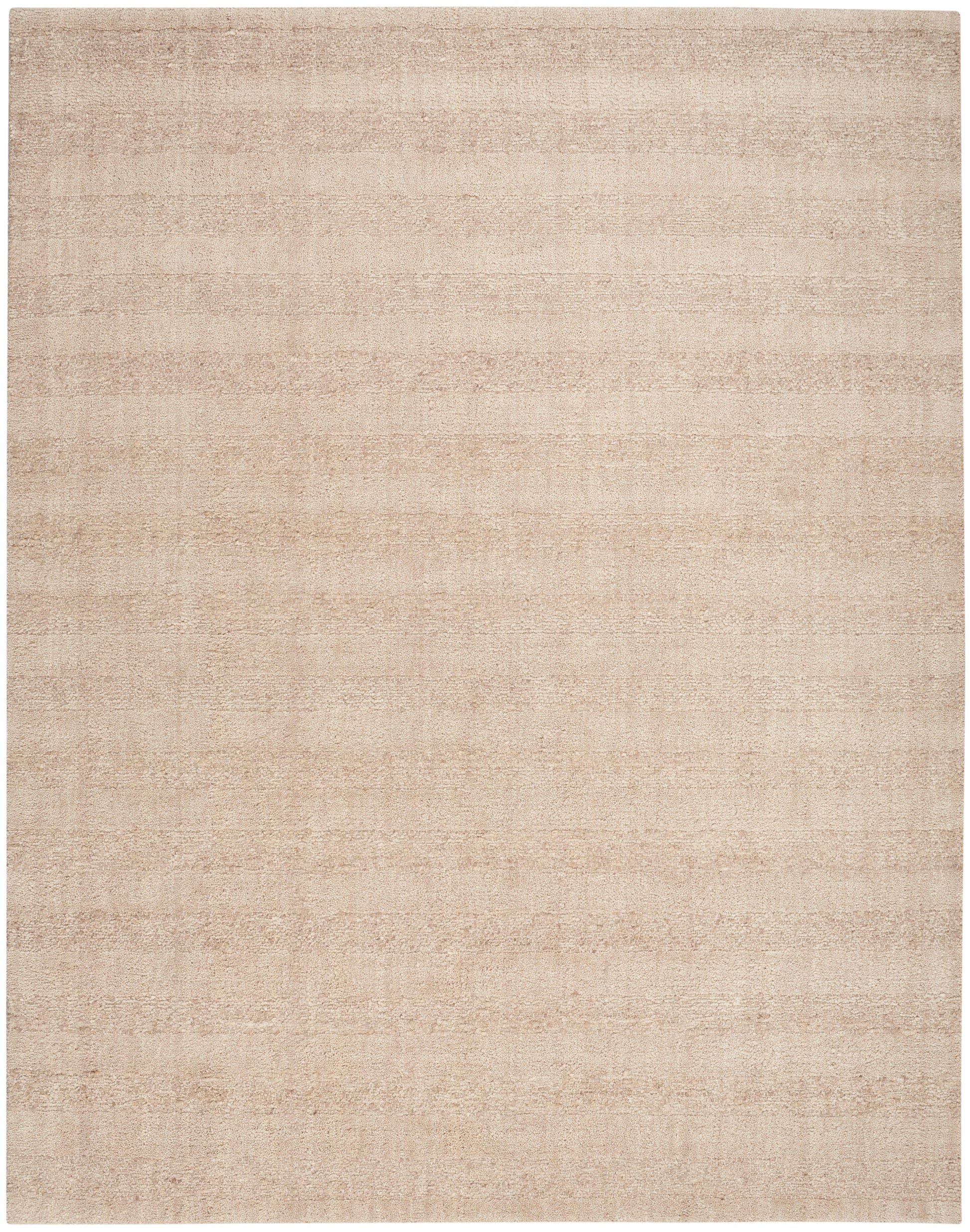 Beige rectangular area rug with soft texture and subtle tonal pattern for neutral decor.