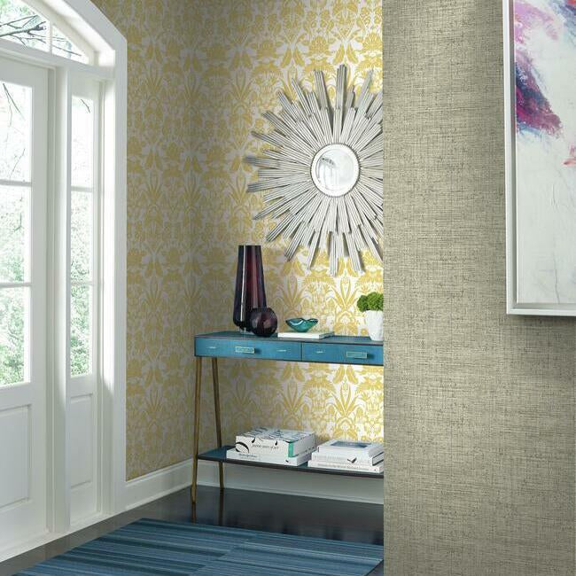 York’s Papyrus Weave Beige Wallpaper (CY1557) showcasing a faux grasscloth texture in neutral beige tones, perfect for adding depth and elegance to any room