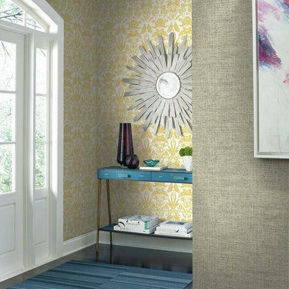 York’s Papyrus Weave Beige Wallpaper (CY1557) showcasing a faux grasscloth texture in neutral beige tones, perfect for adding depth and elegance to any room